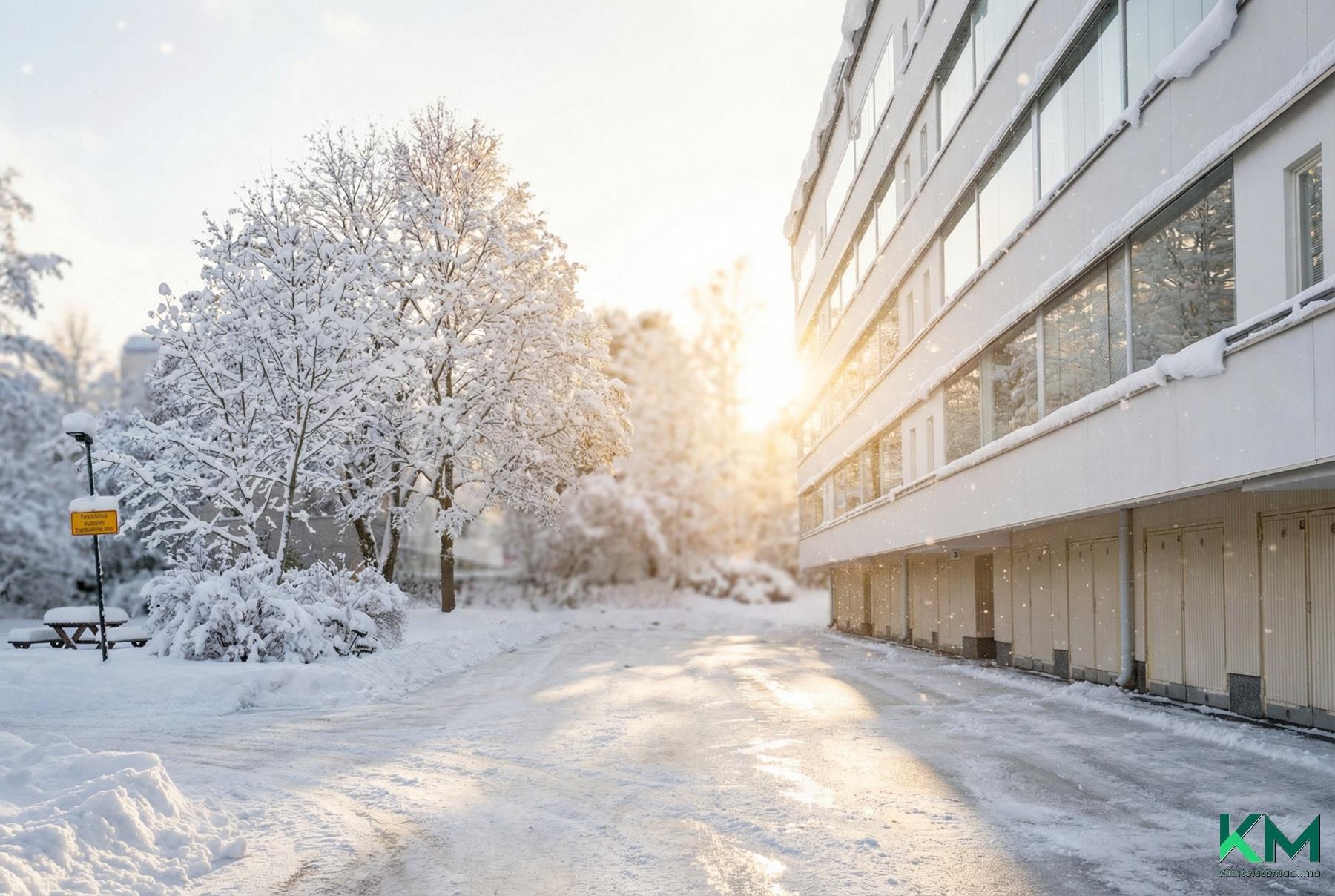 Ensimmäisen asuinkerroksen alapuolella on autotallit