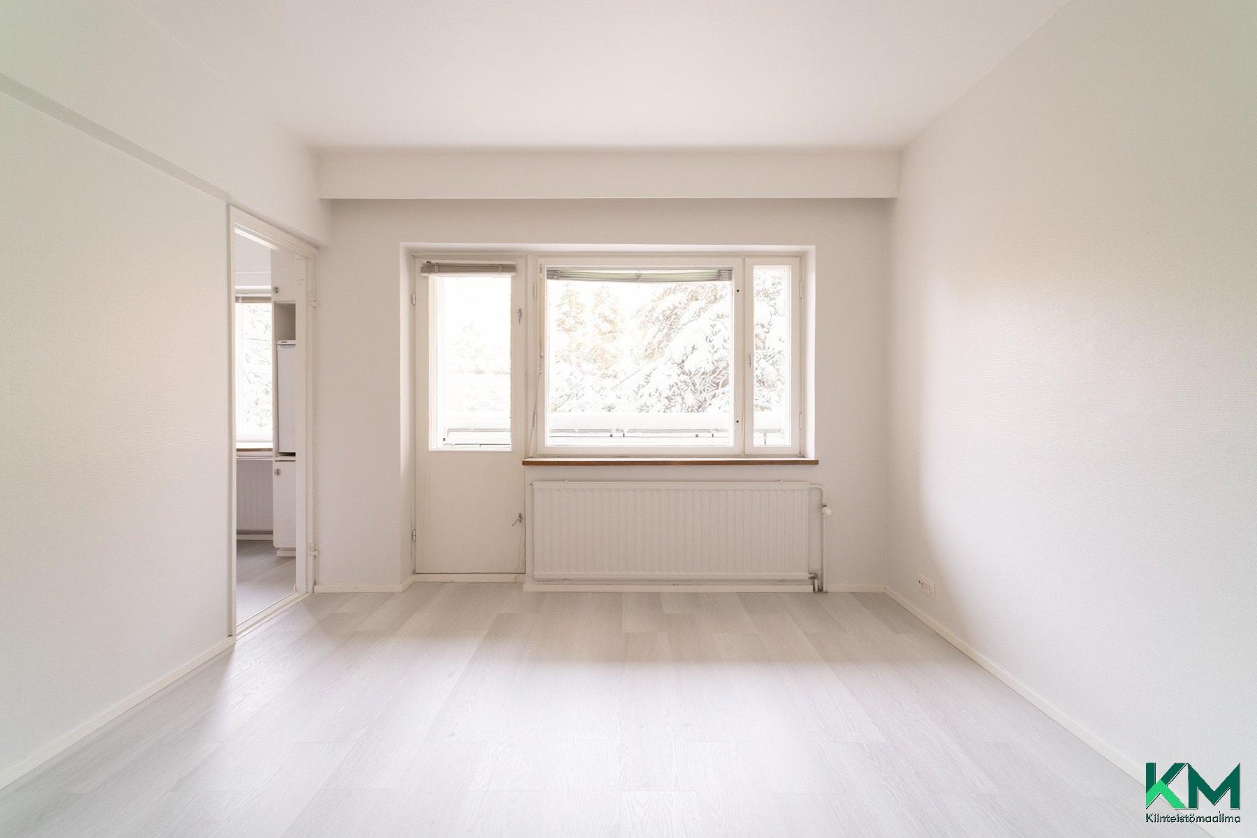 Olohuone, käynti lasitetulle parvekkeelle