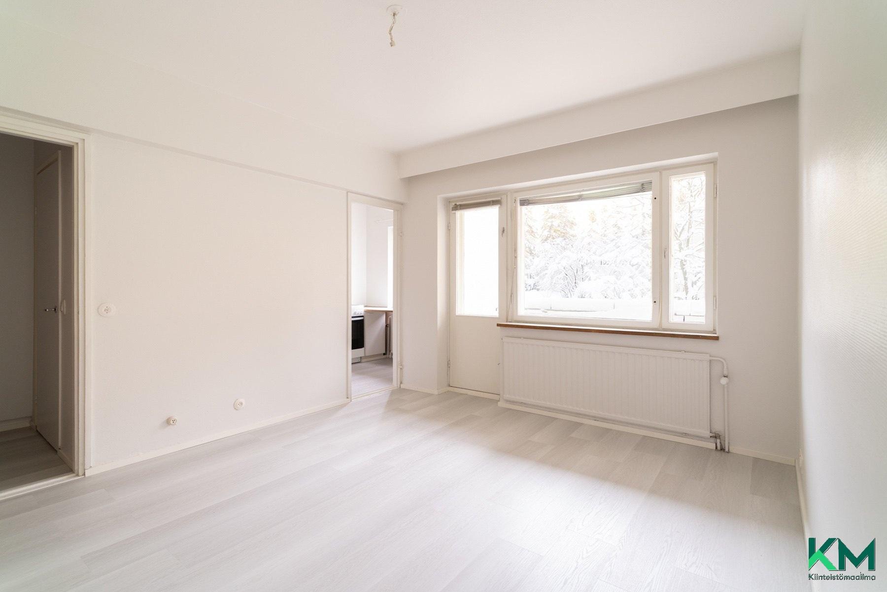 Olohuoneesta käynti eteiseen ja keittokomeroon