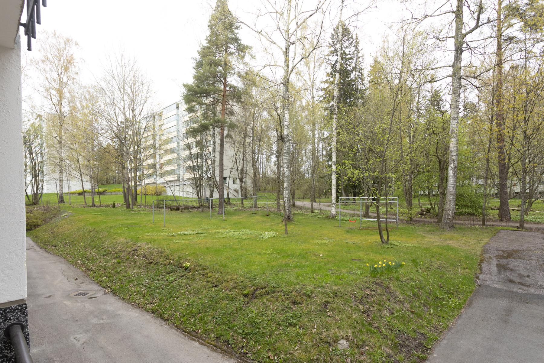 Taloyhtiön vehreää takapihaa