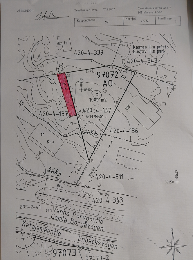 Punainen alue ei kuulu jatkossa tonttiin