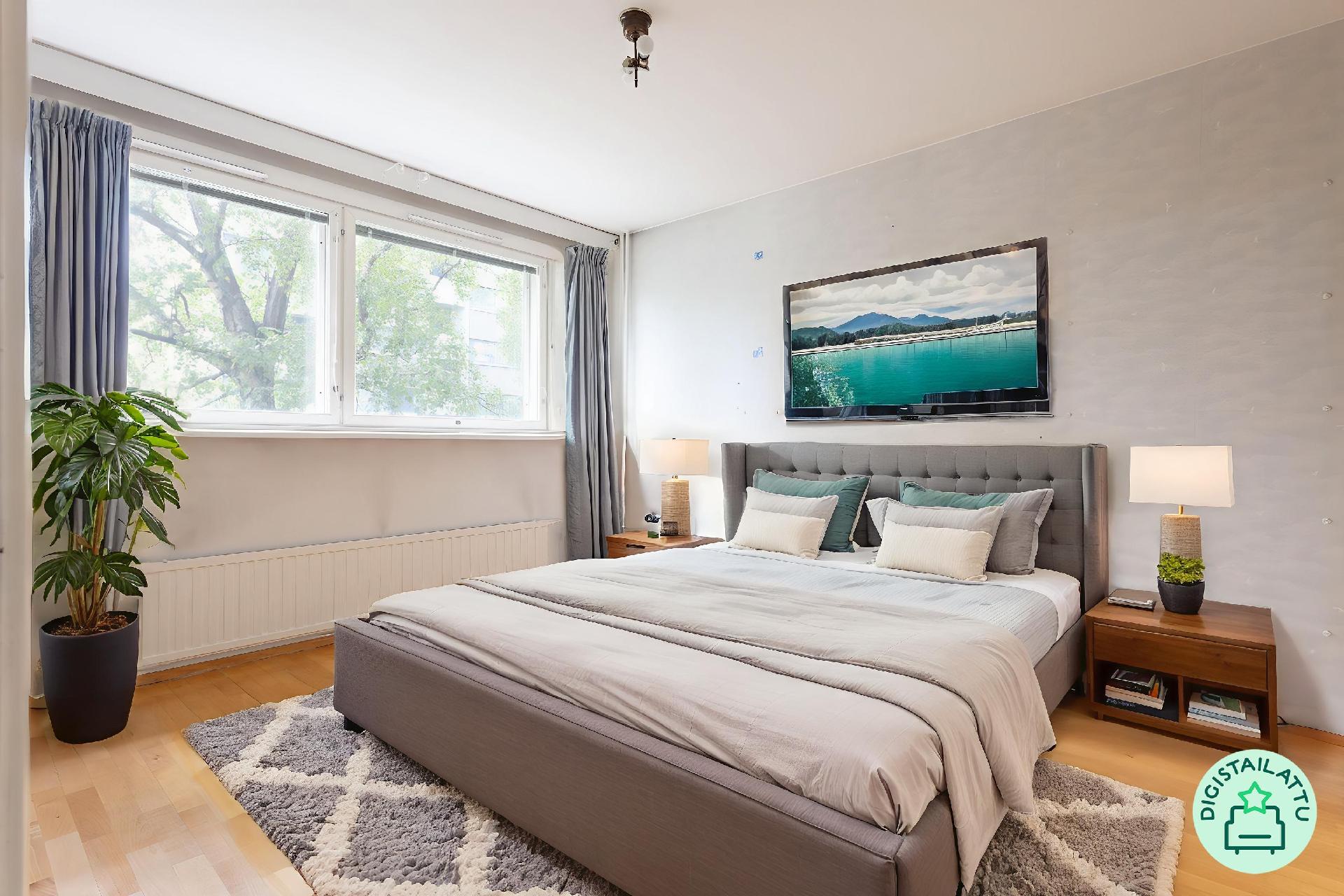 Digi-stailattu makuuhuone - käynti vaatehuoneeseen