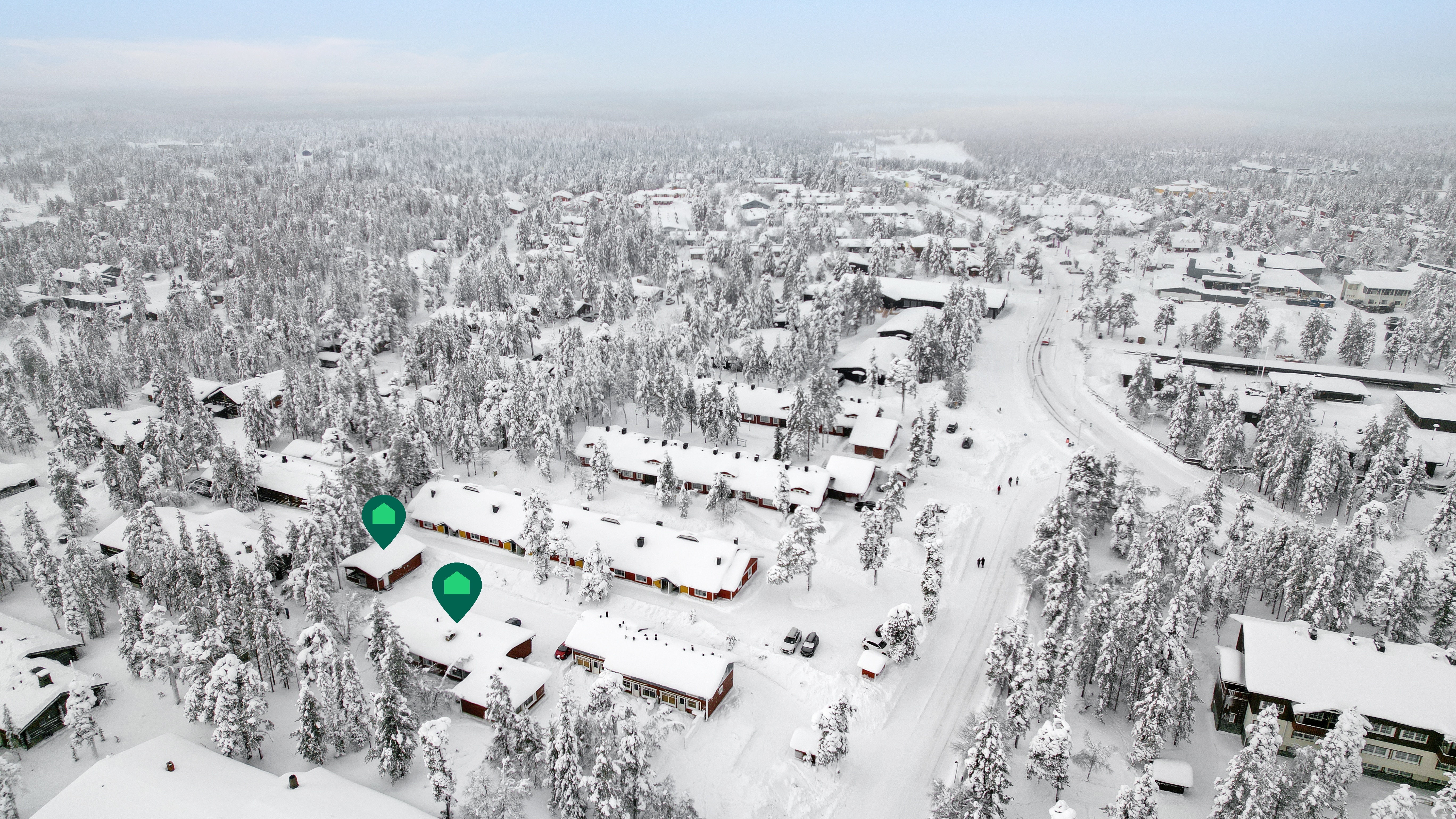 Ilmakuva Saariselän keskustan suuntaan