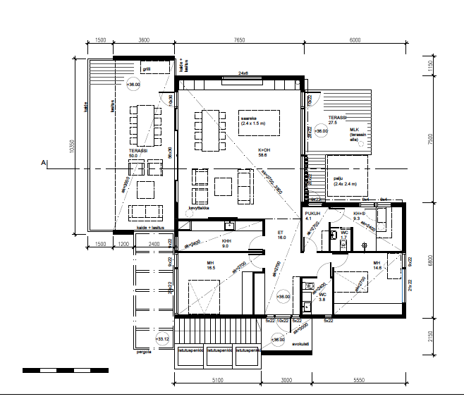 Pohja, sisääntulokerros (arkkitehtipiirustus)