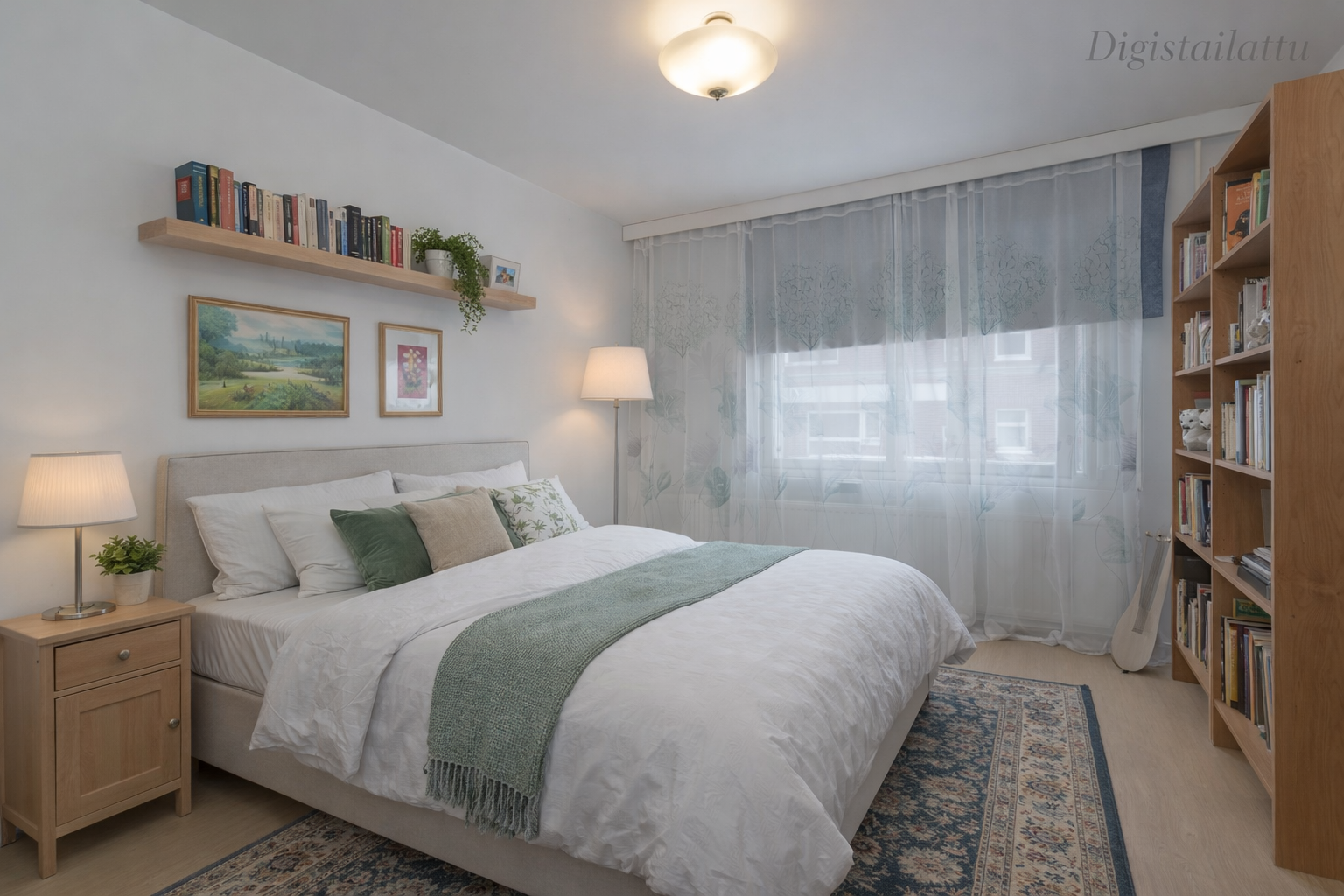 Kaksi reilun kokoista makuuhuonetta