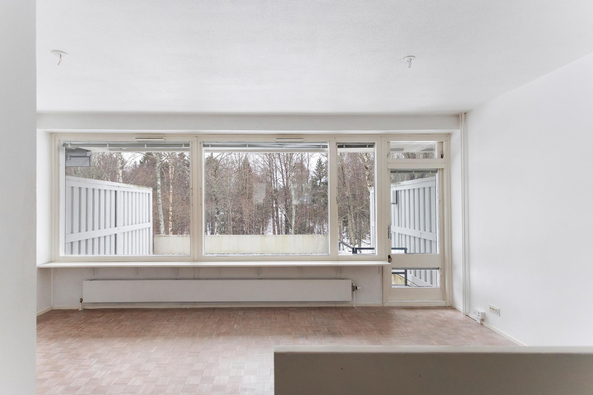 Olohuoneessa mahtavat isot ikkunat