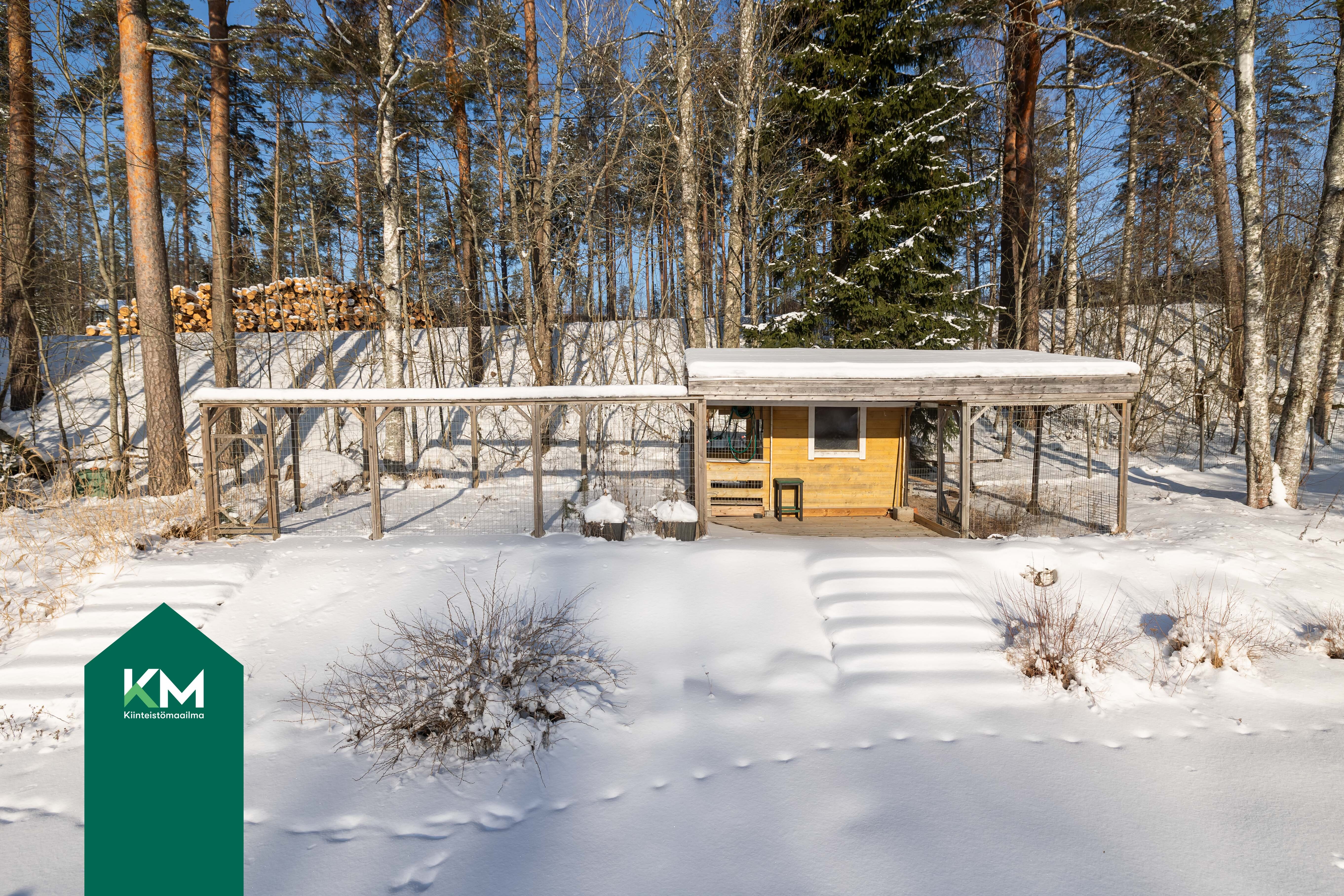 Lämpöeristetty leikkimökki on toiminut kanojen kotina, mutta sopii myös koirille