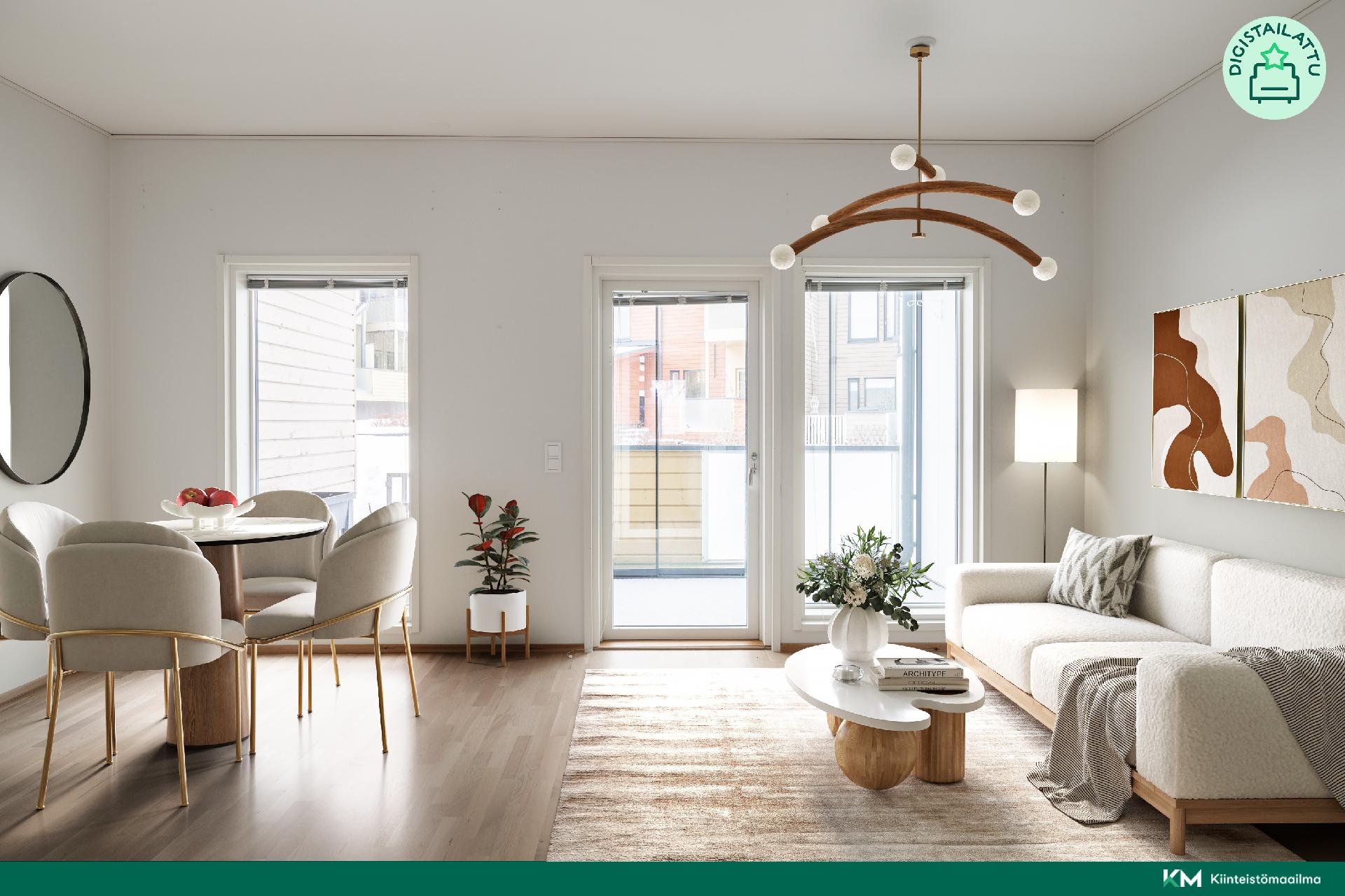 Tilava olohuone mahdollistaa monenlaiset sisustusratkaisut