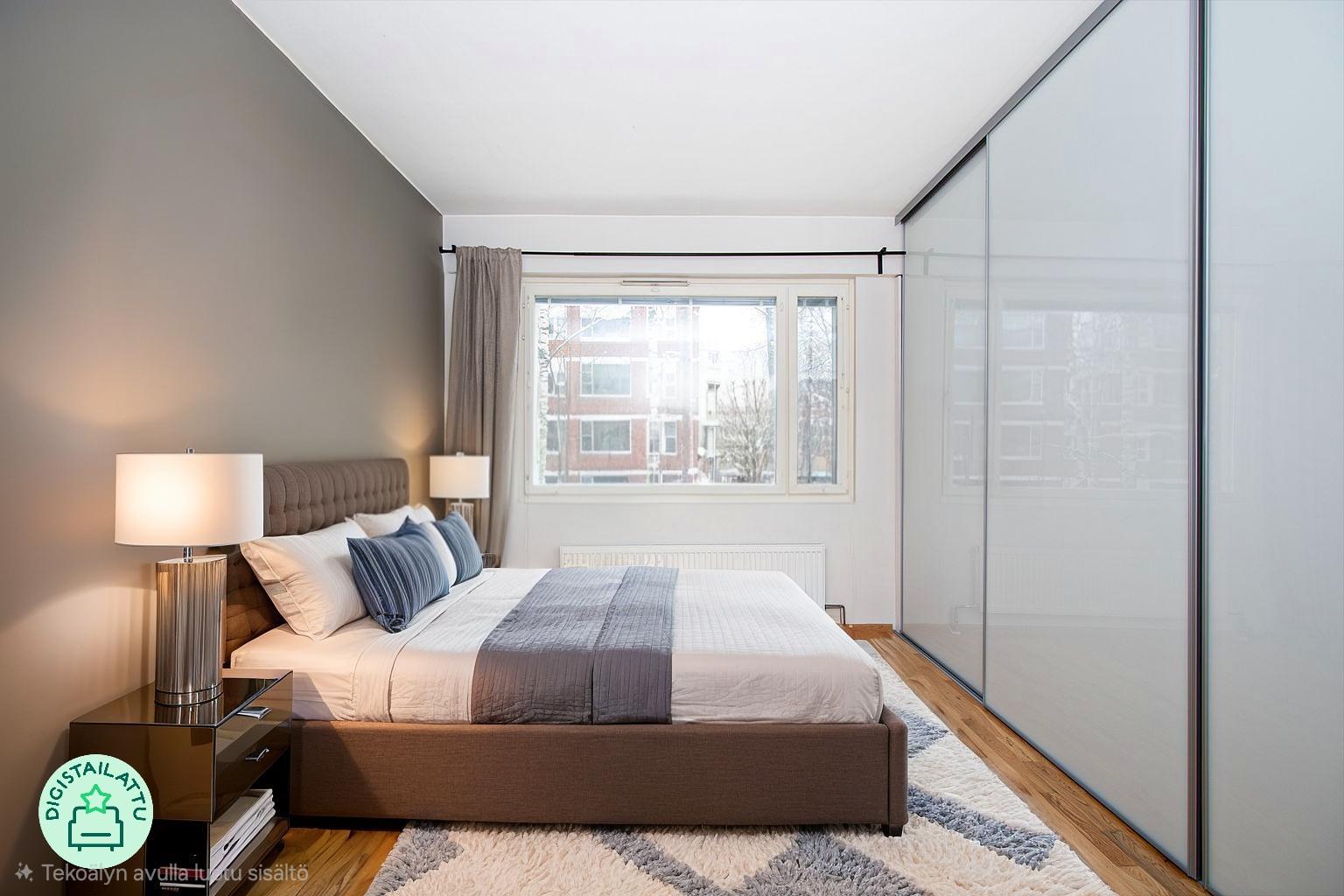 Digistailattu kuva makuuhuoneesta.