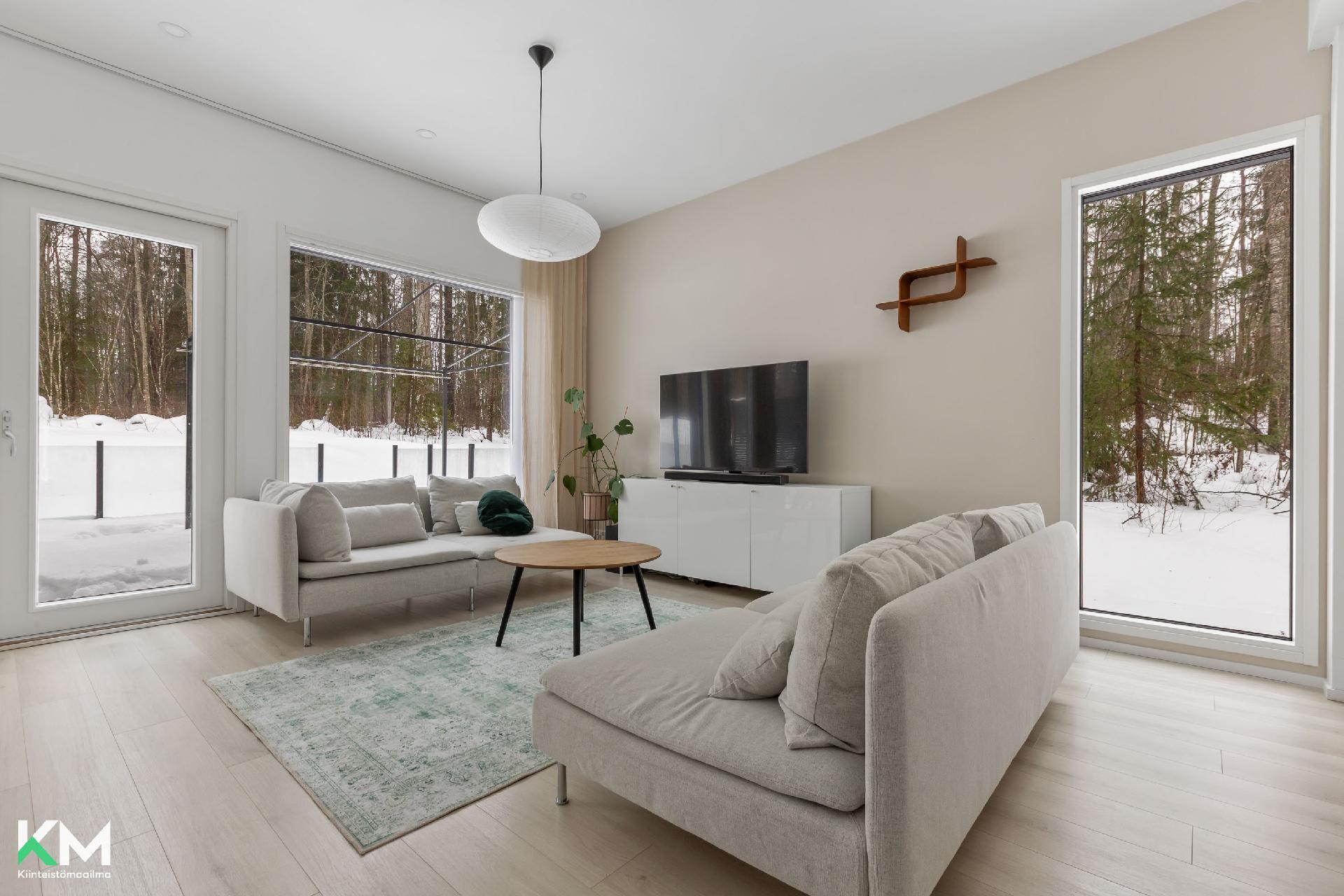 Olohuoneen sohvanurkkaus.