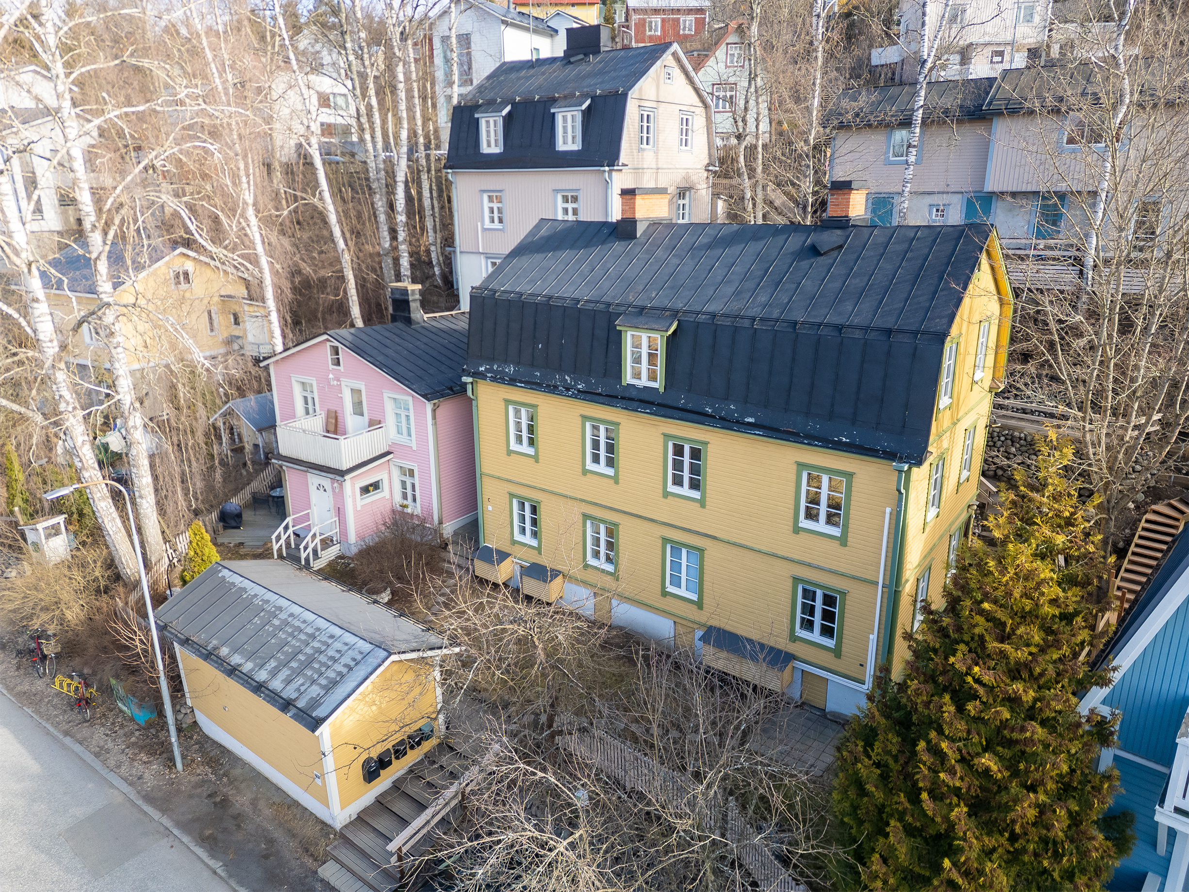 Viehättävä Vuorenmaan valtakunta koostuu neljästä eri kokoisesta talosta