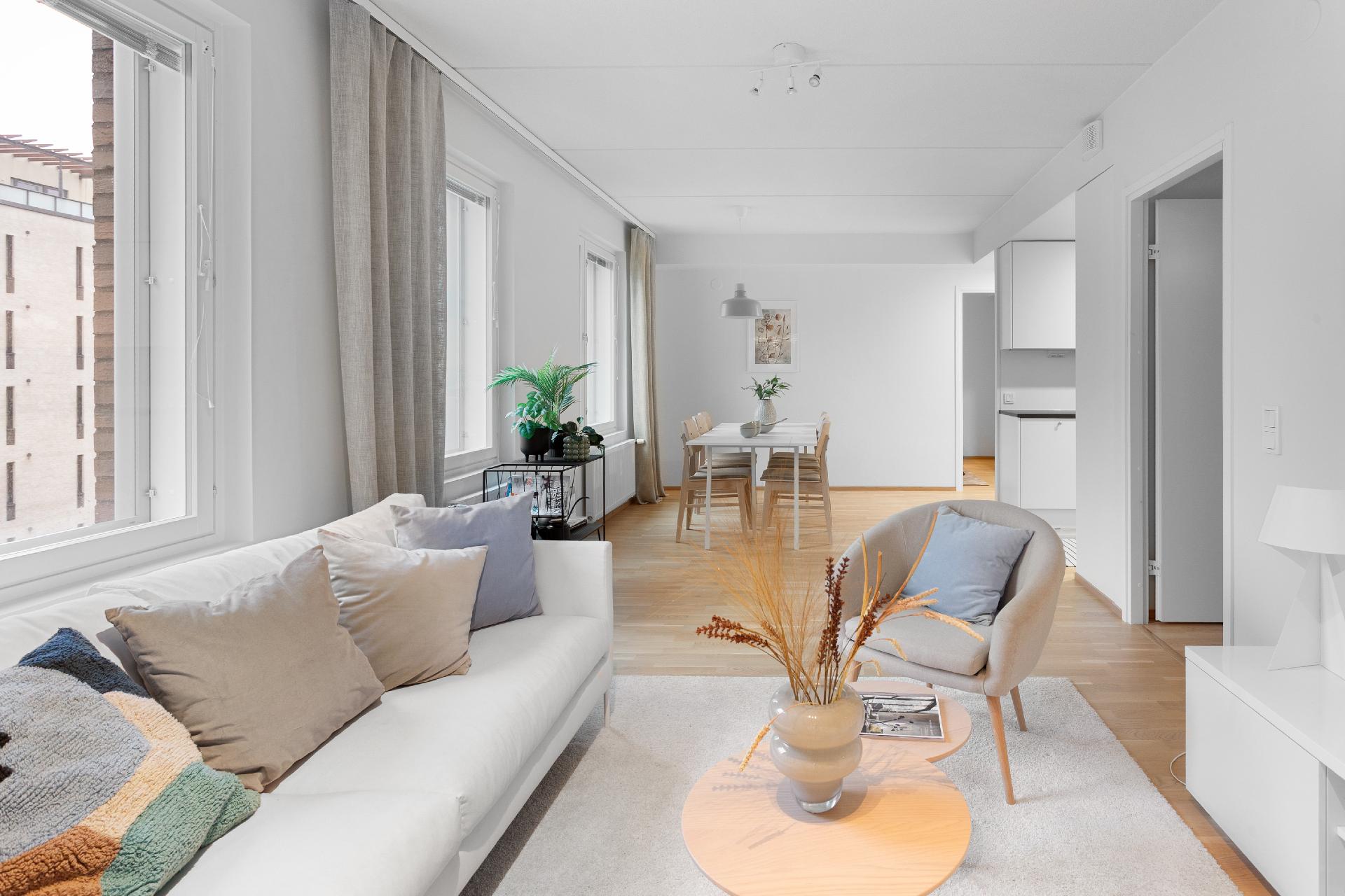 Havainnekuva taloyhtiön toisesta kalustetusta 3h k -asunnosta