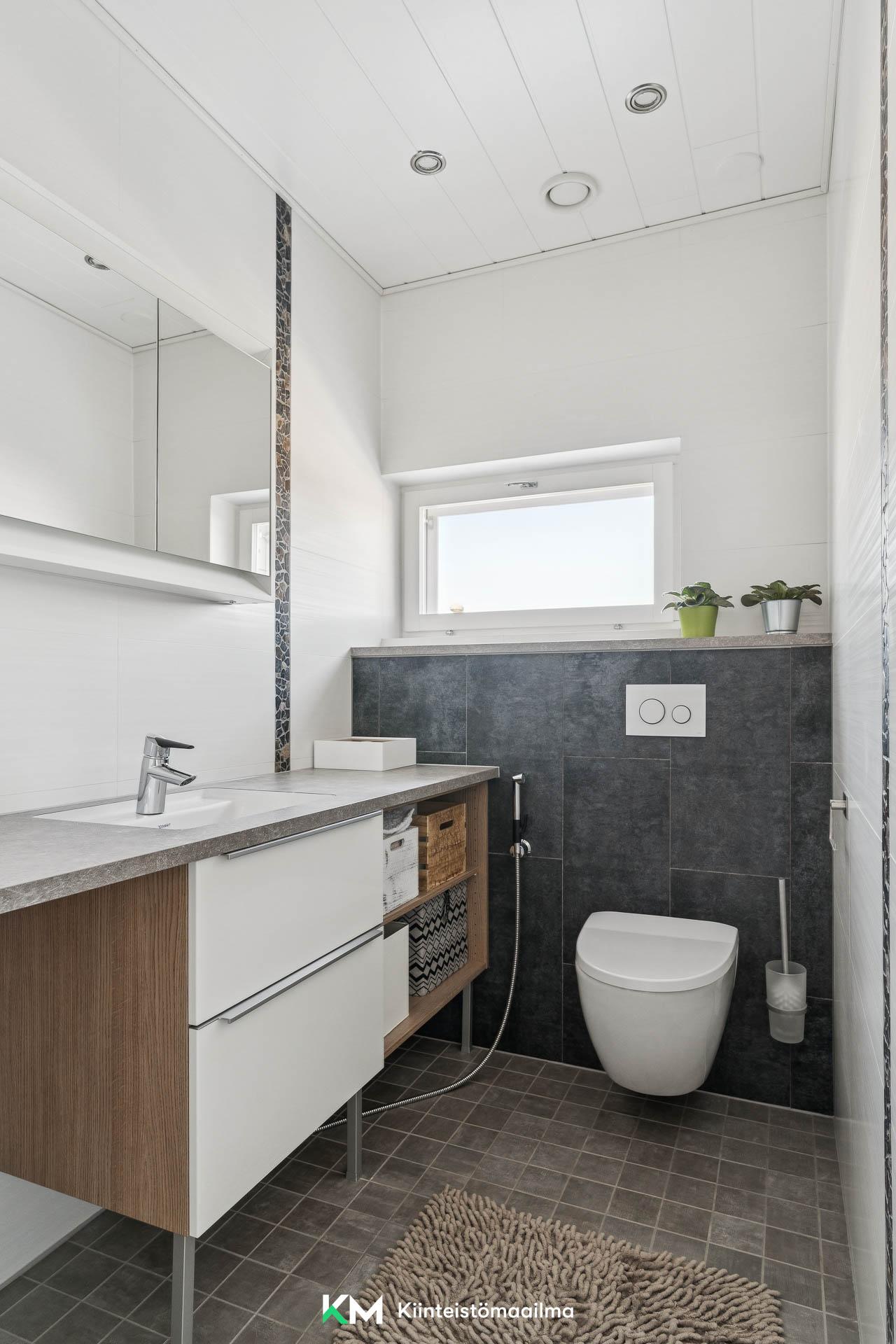 Erillinen ikkunallinen wc yläkerrassa