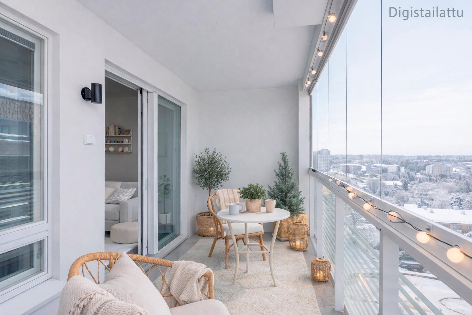 Parveke talvitunnelmaa