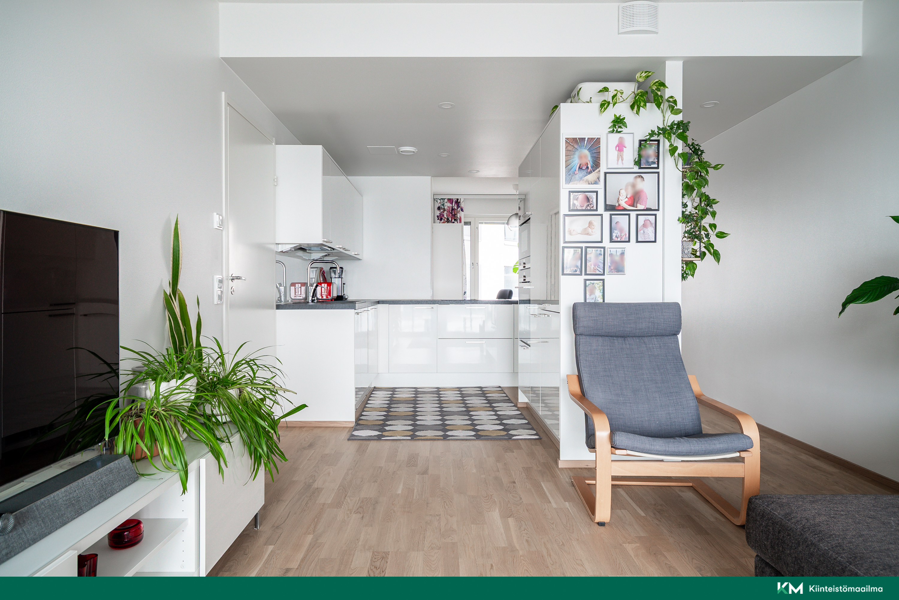 Olohuoneen näkymää ikkunoilta