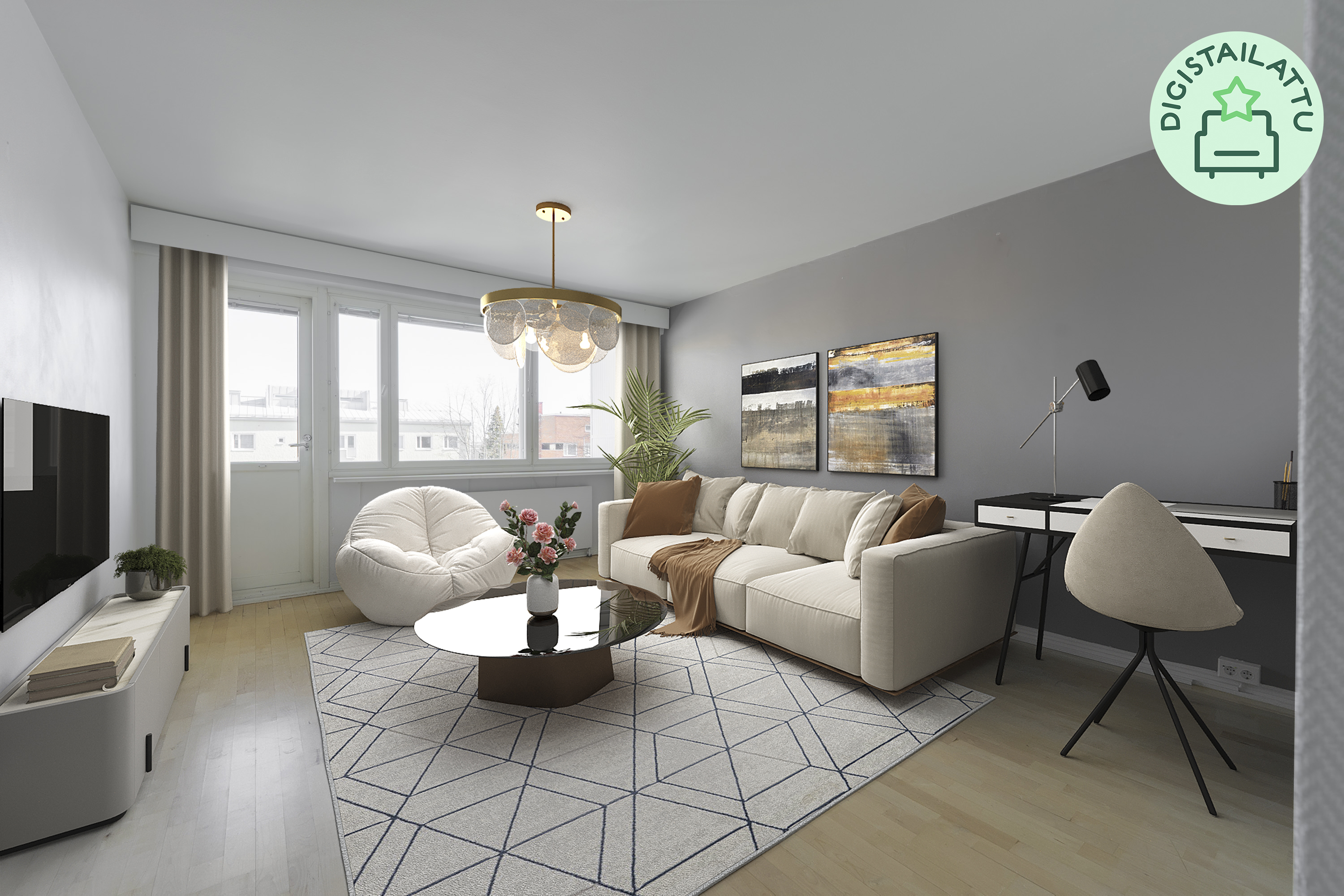 Digistailattu olohuone