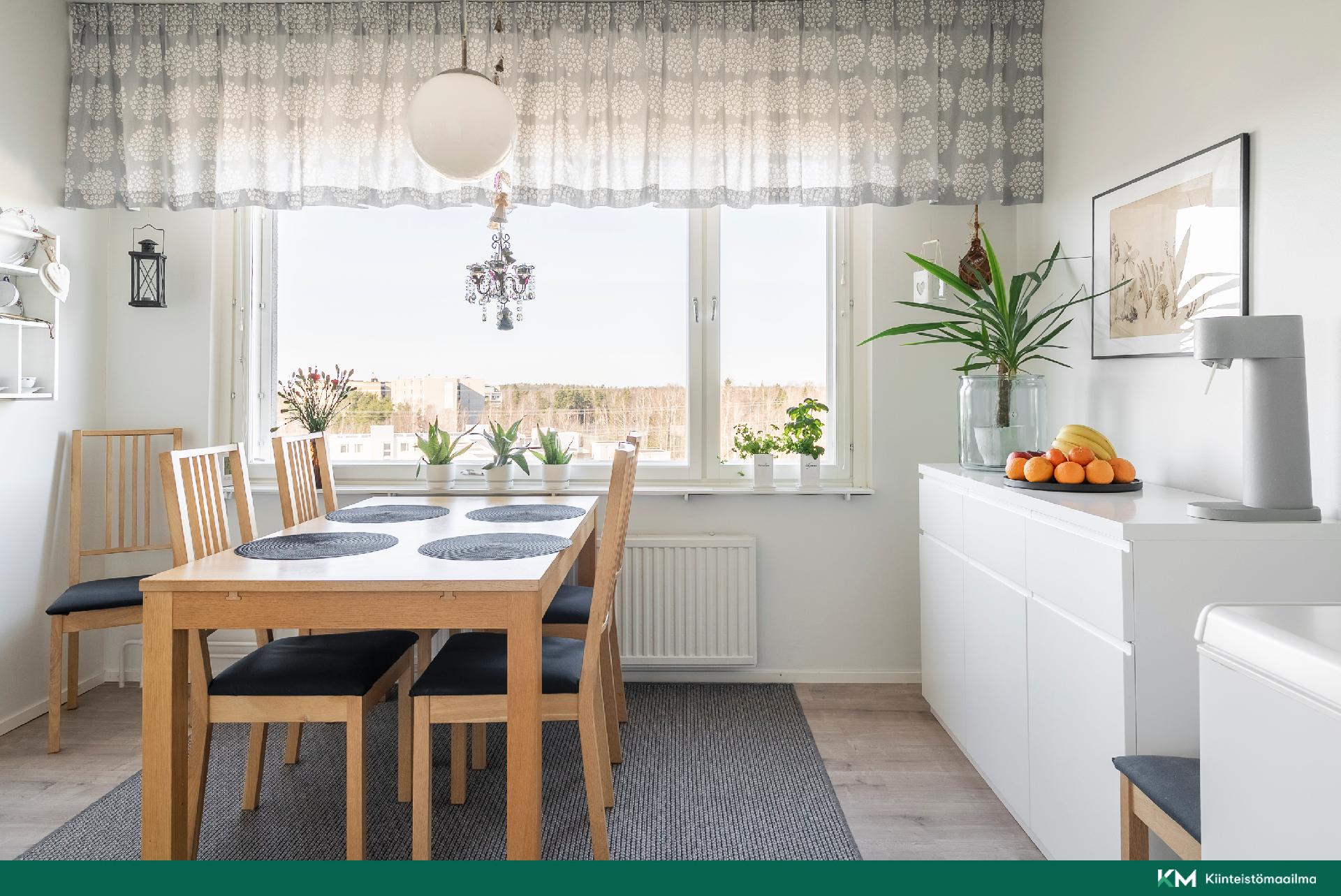 Keittiön yhteydessä ruokailutila