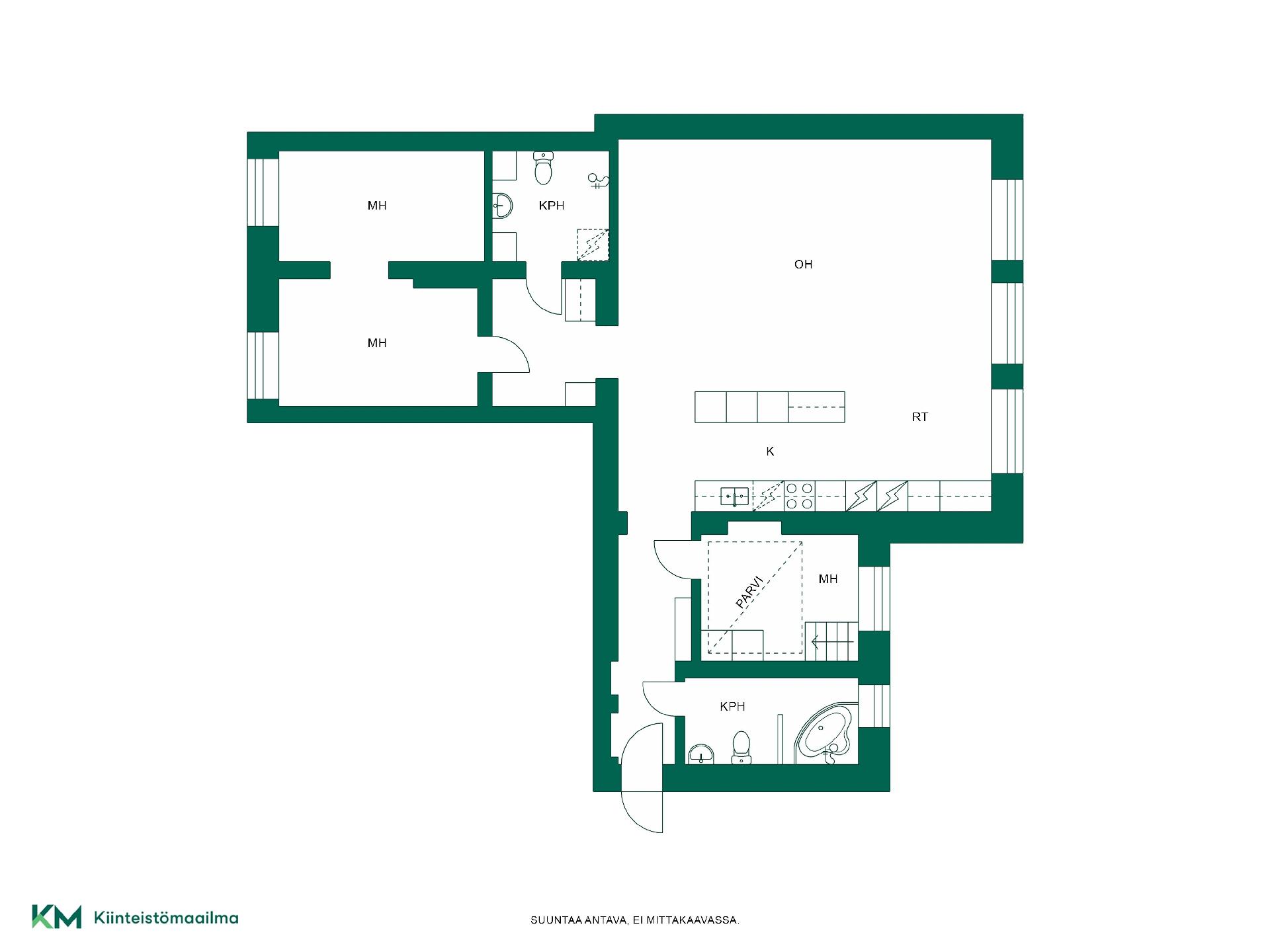 Suuntaa-antava pohjapiirustus.