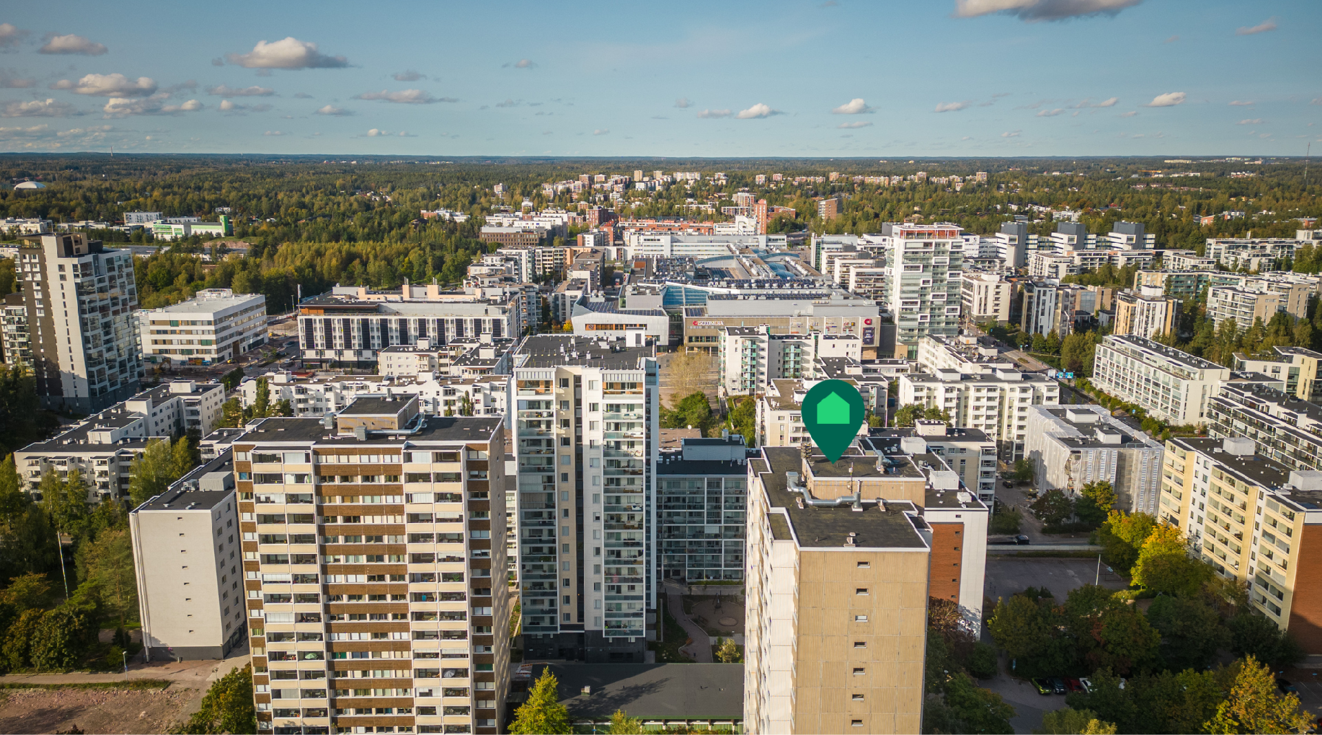 Iso Omena ja metro kävelymatkan päässä. 