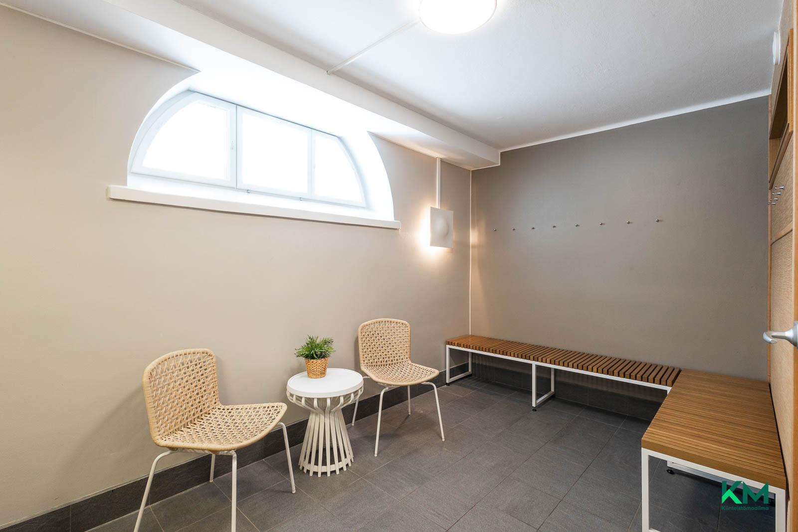 Talosaunan viihtyisä pukuhuone