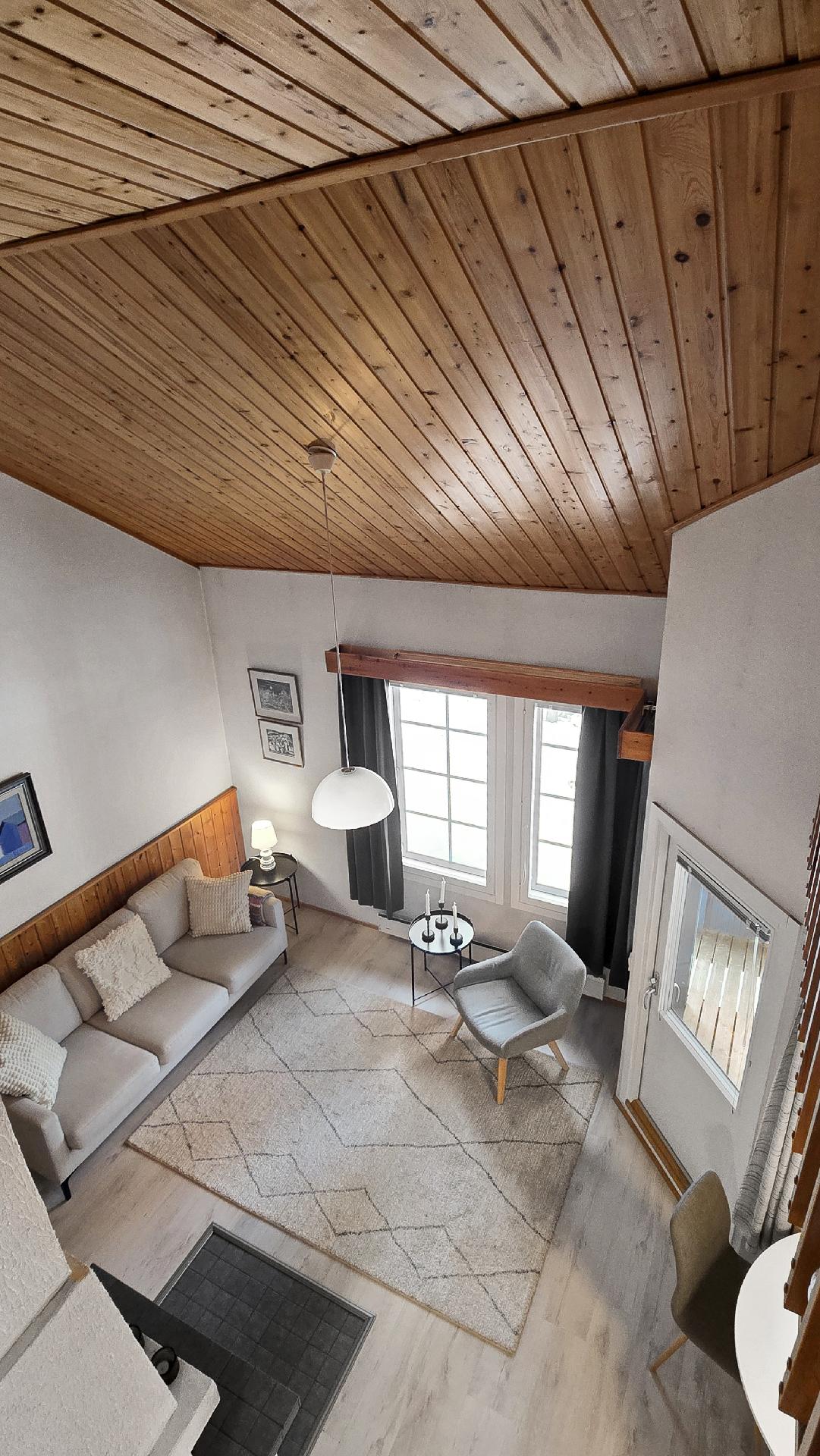 Näkymät parvelta oleskelutilaan