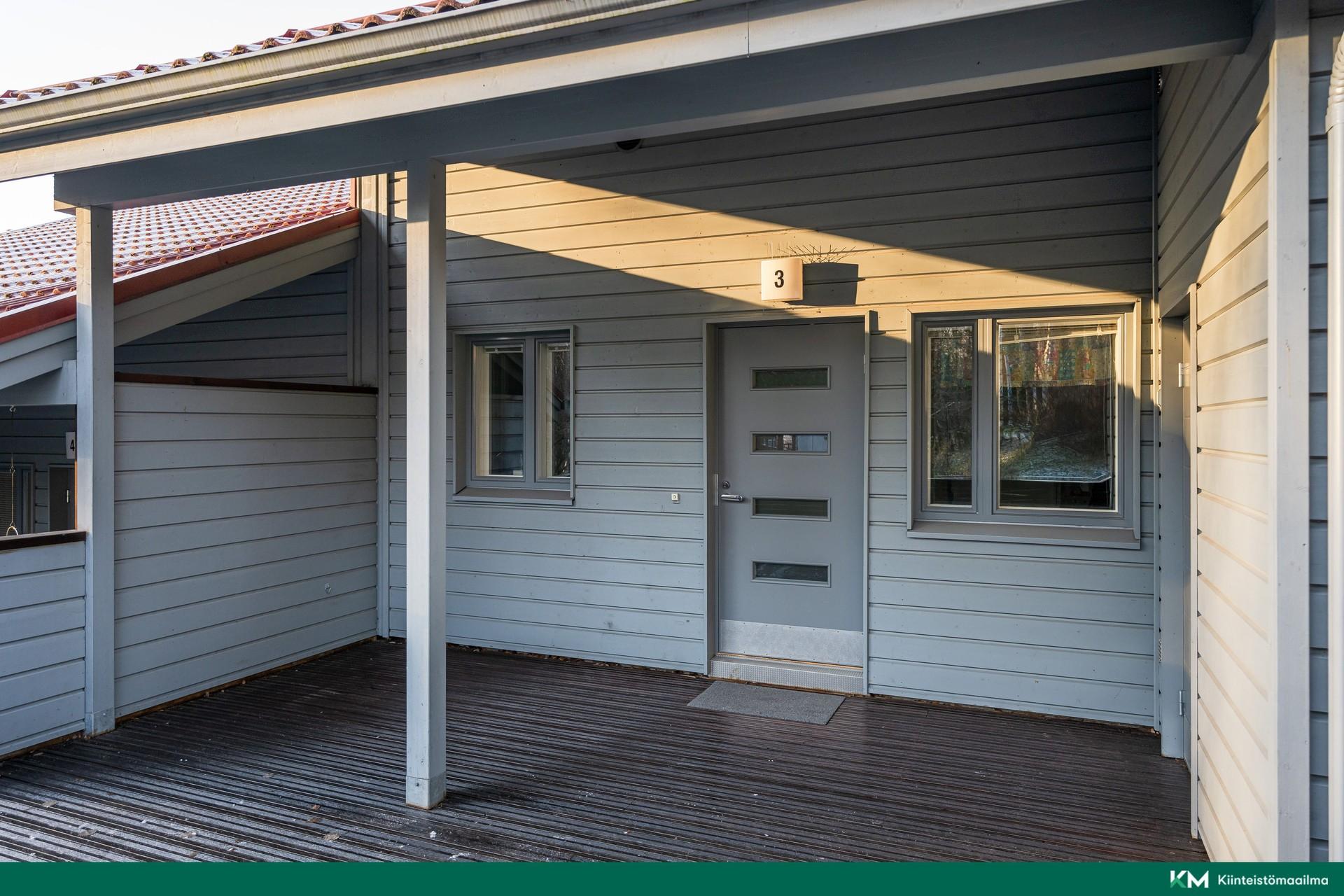 Talon etuosa ja ulkovarasto oikealla