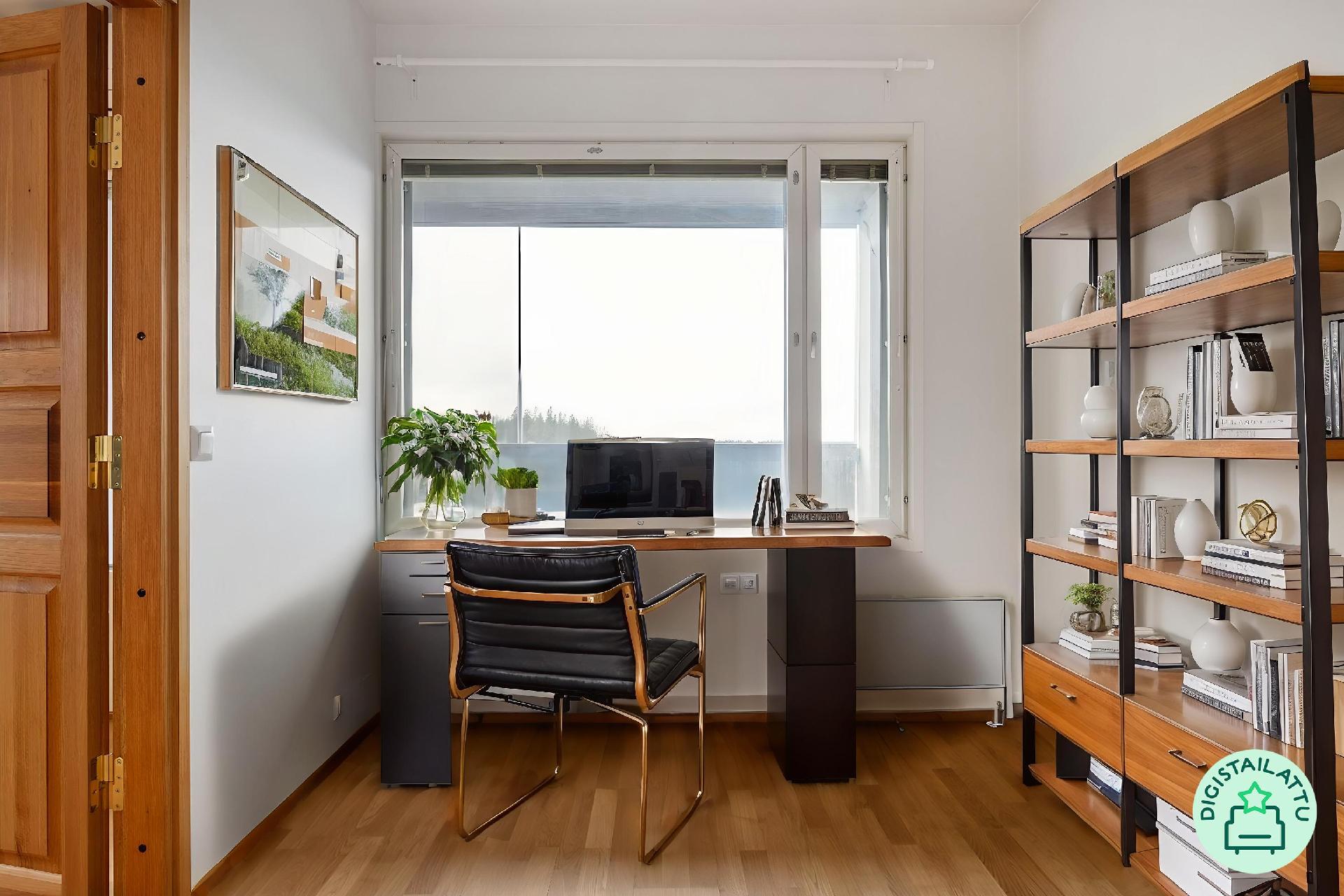 Olohuoneen vieressä työ-/makuuhuone