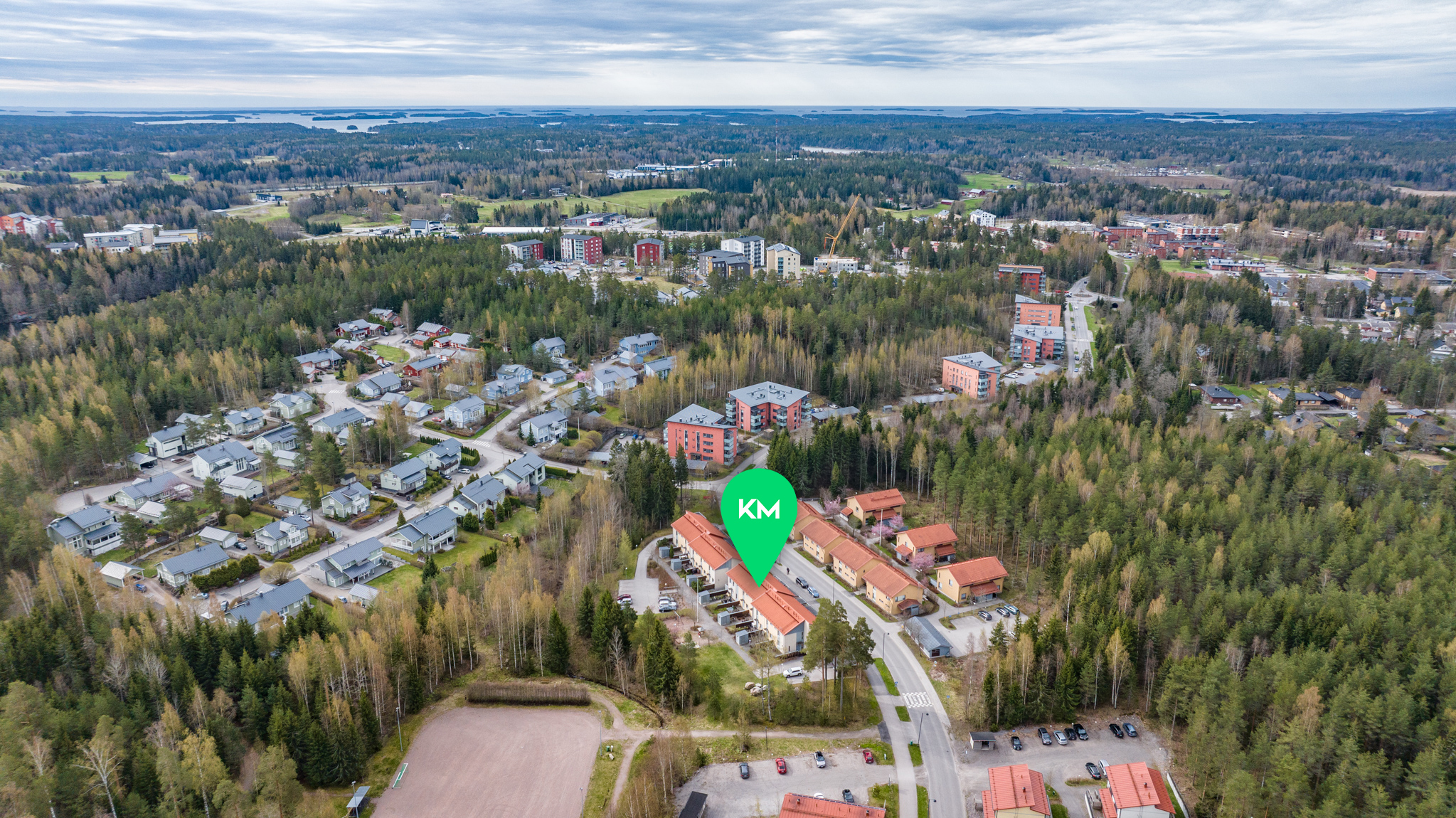 Ilmakuva etelään Söderkullan keskustan suuntaan