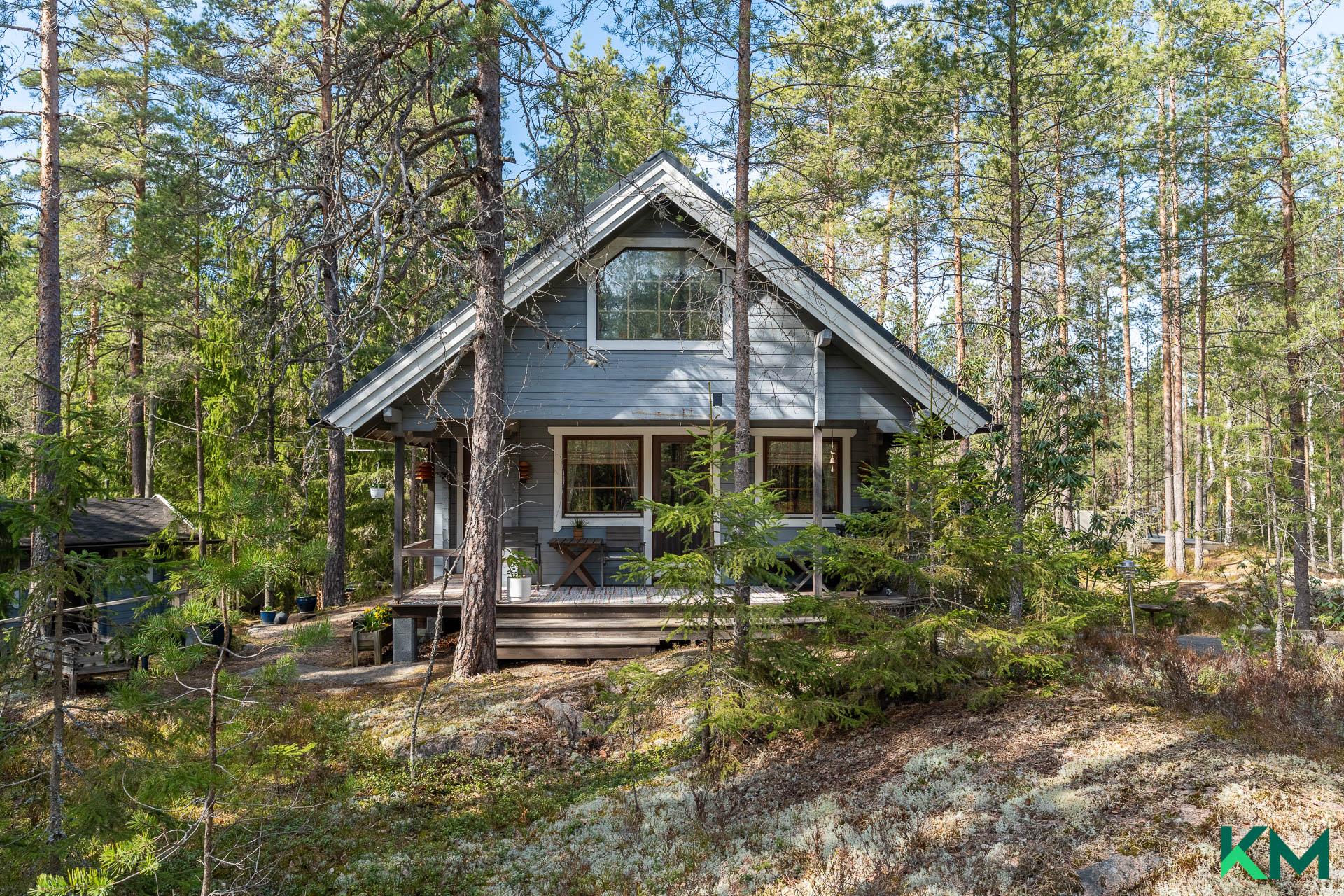 Mökkiä ympäröi ihastuttava kangasmetsä