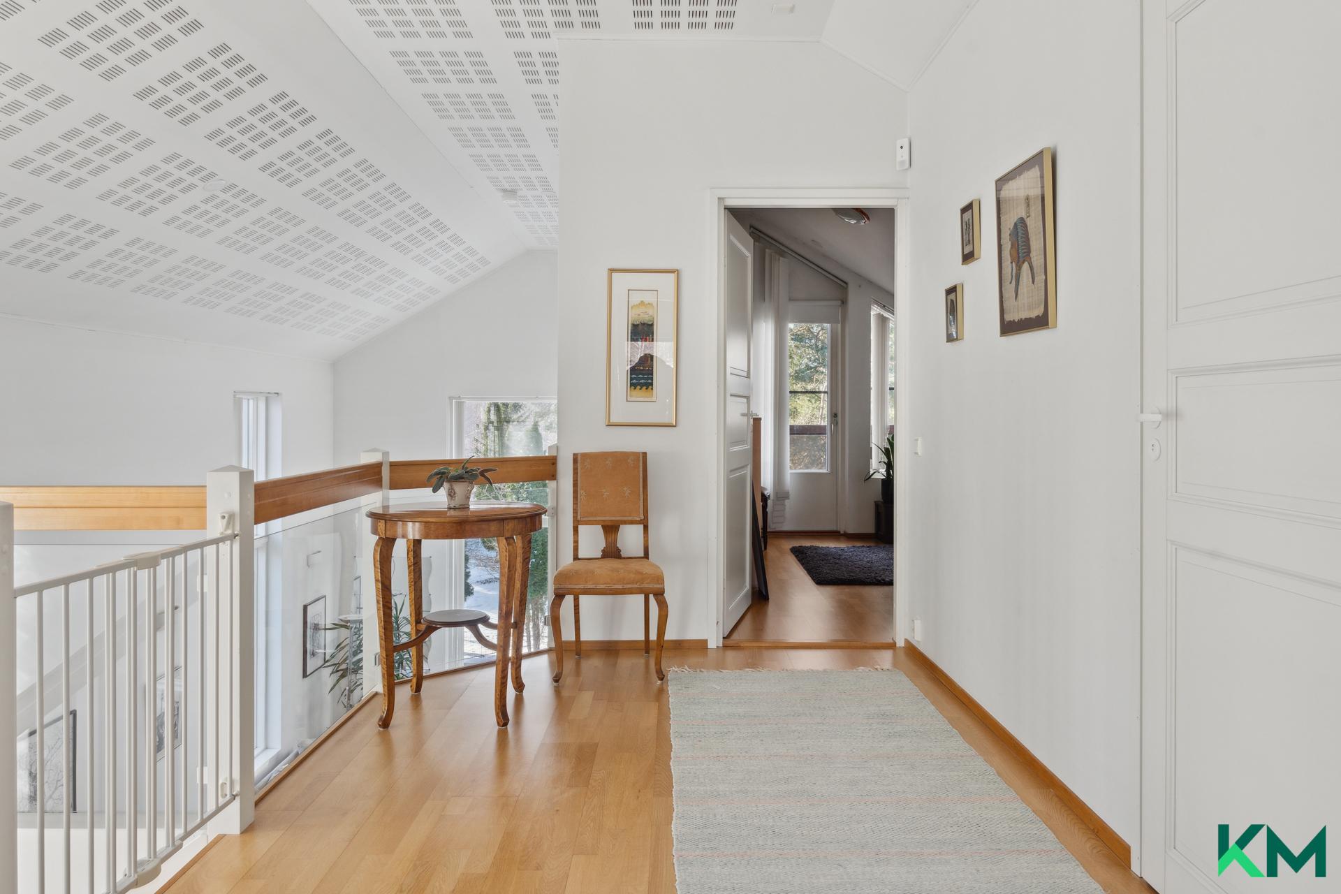 Yläkerran aula on ilmava