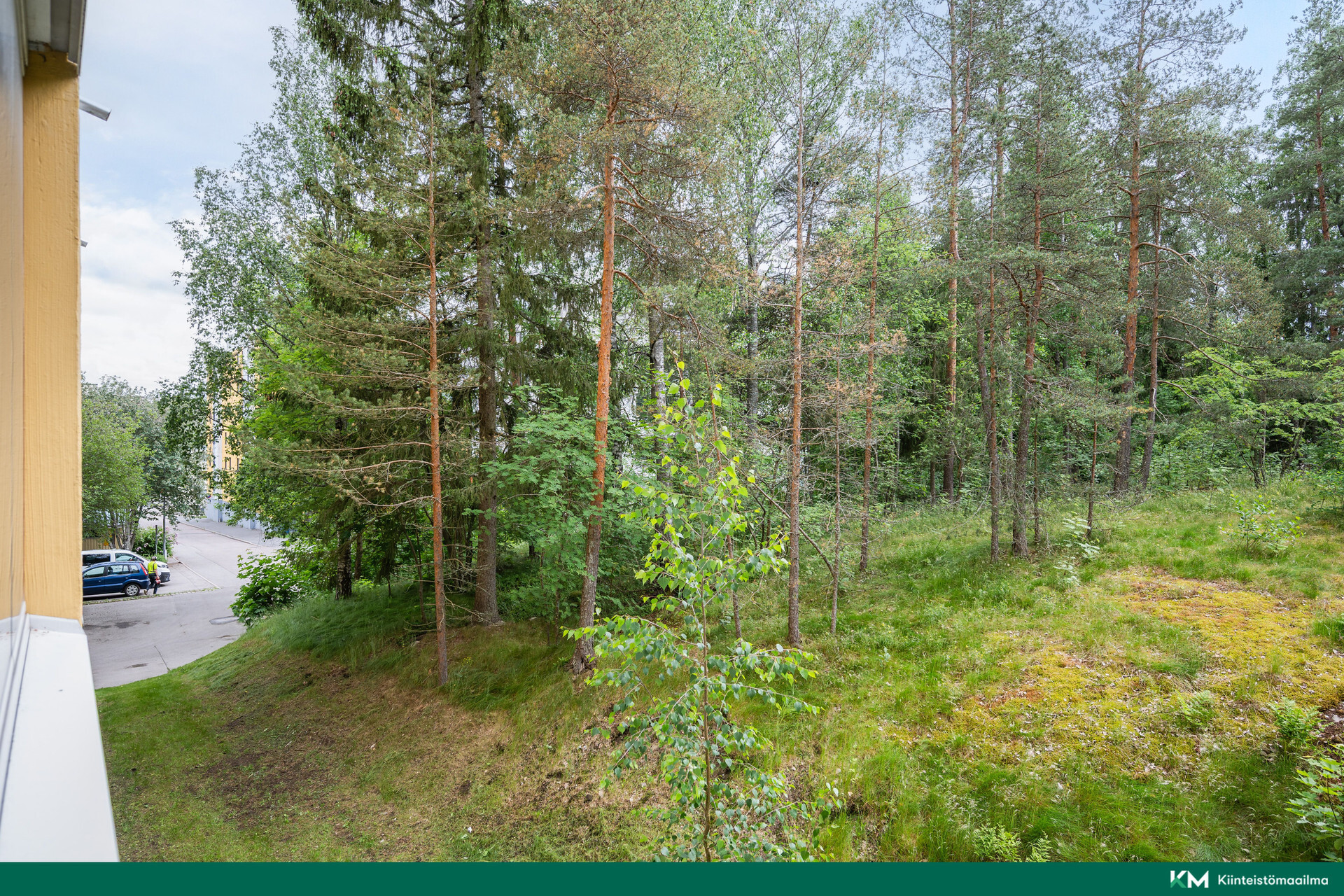 Näkymä parvekkeelta on vehreä. 