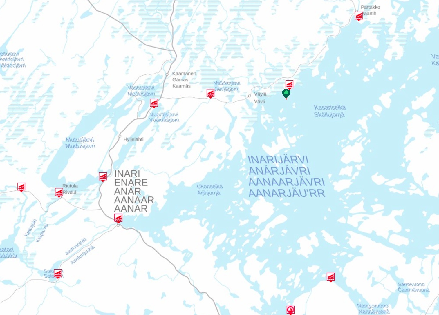 Lähimmät veneenlaskupaikat ja satamat
