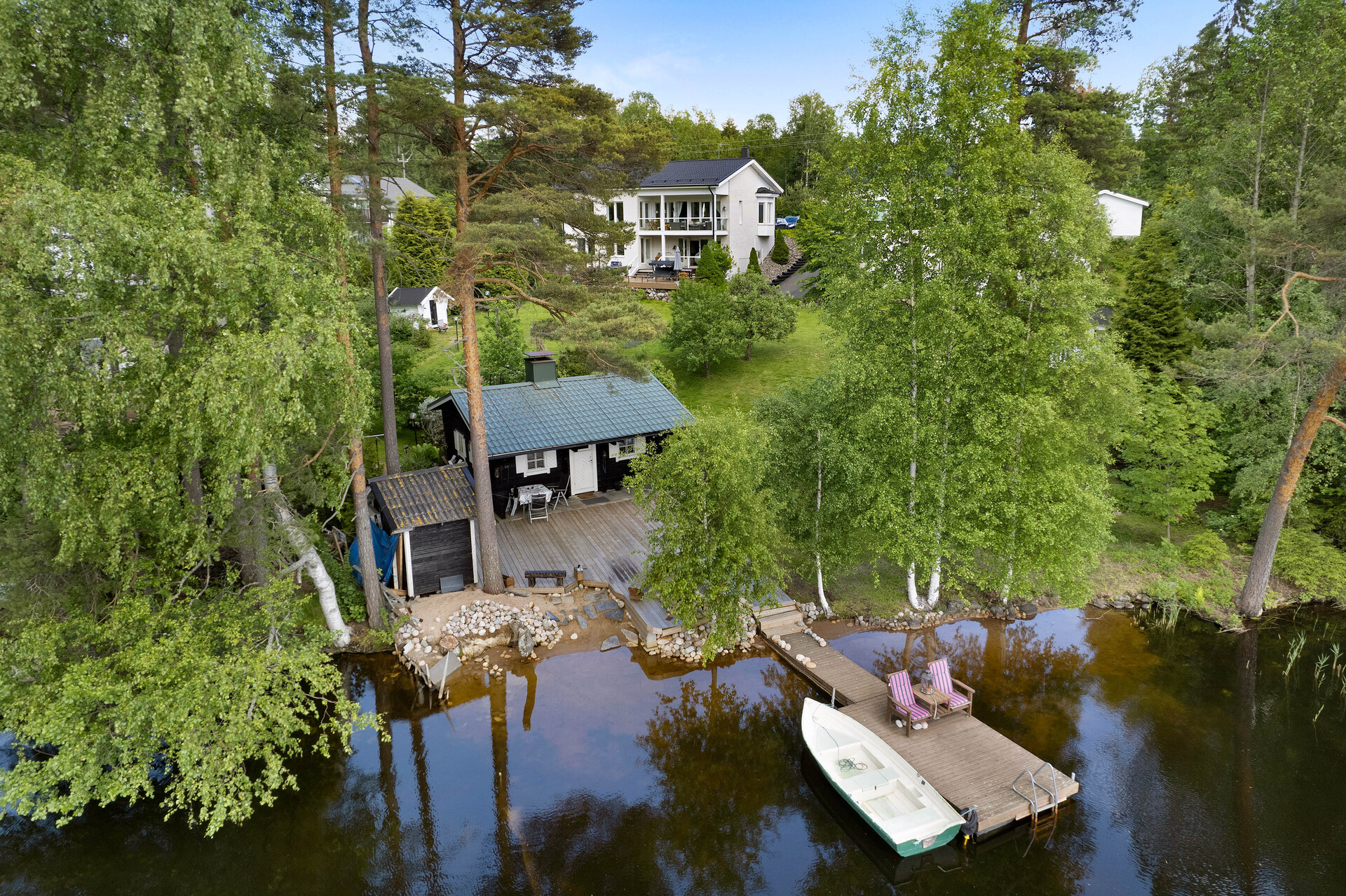 Lisäksi omalla rannalla ihana saunatupa
