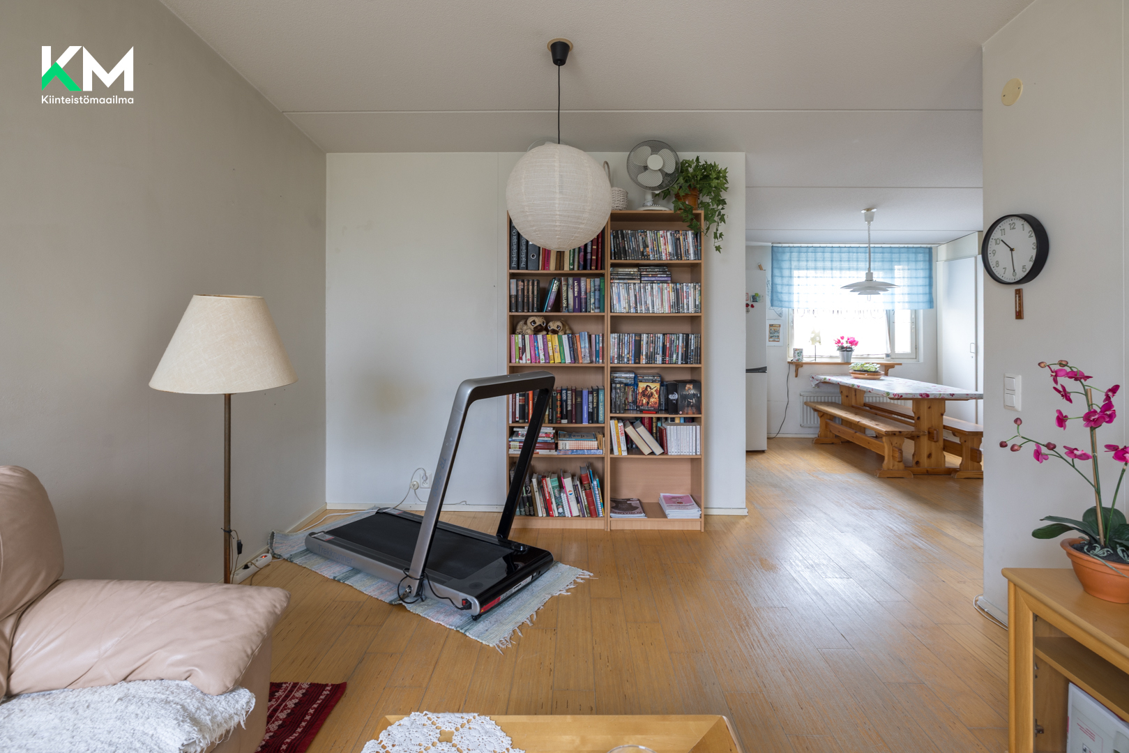 Olohuonetta parvekkeen ovelta 