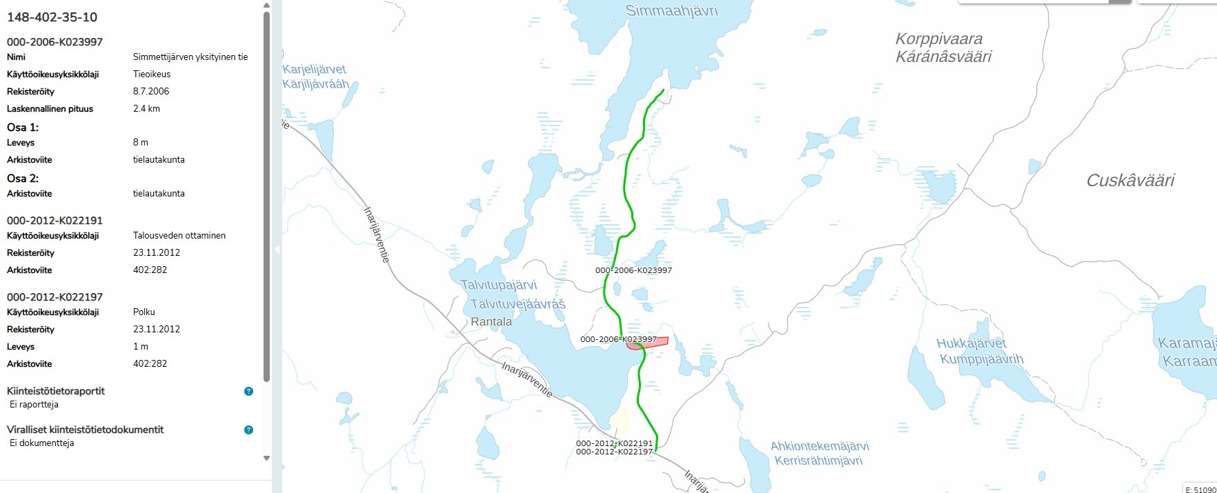 Kiinteistön käyttöoikeudet kartalla