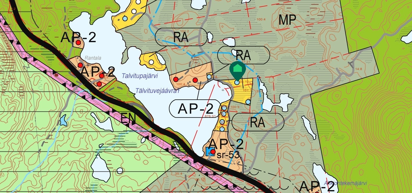 Kaavakartta. RA=Loma-asuntoalue