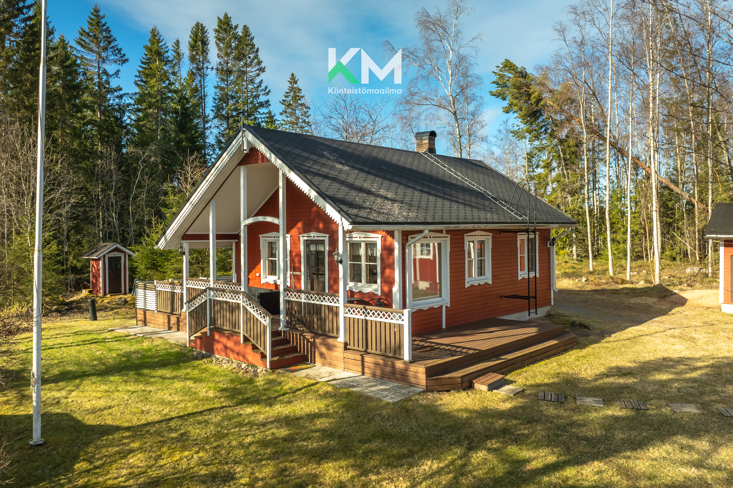 Mökki mereltä päin katsottuna