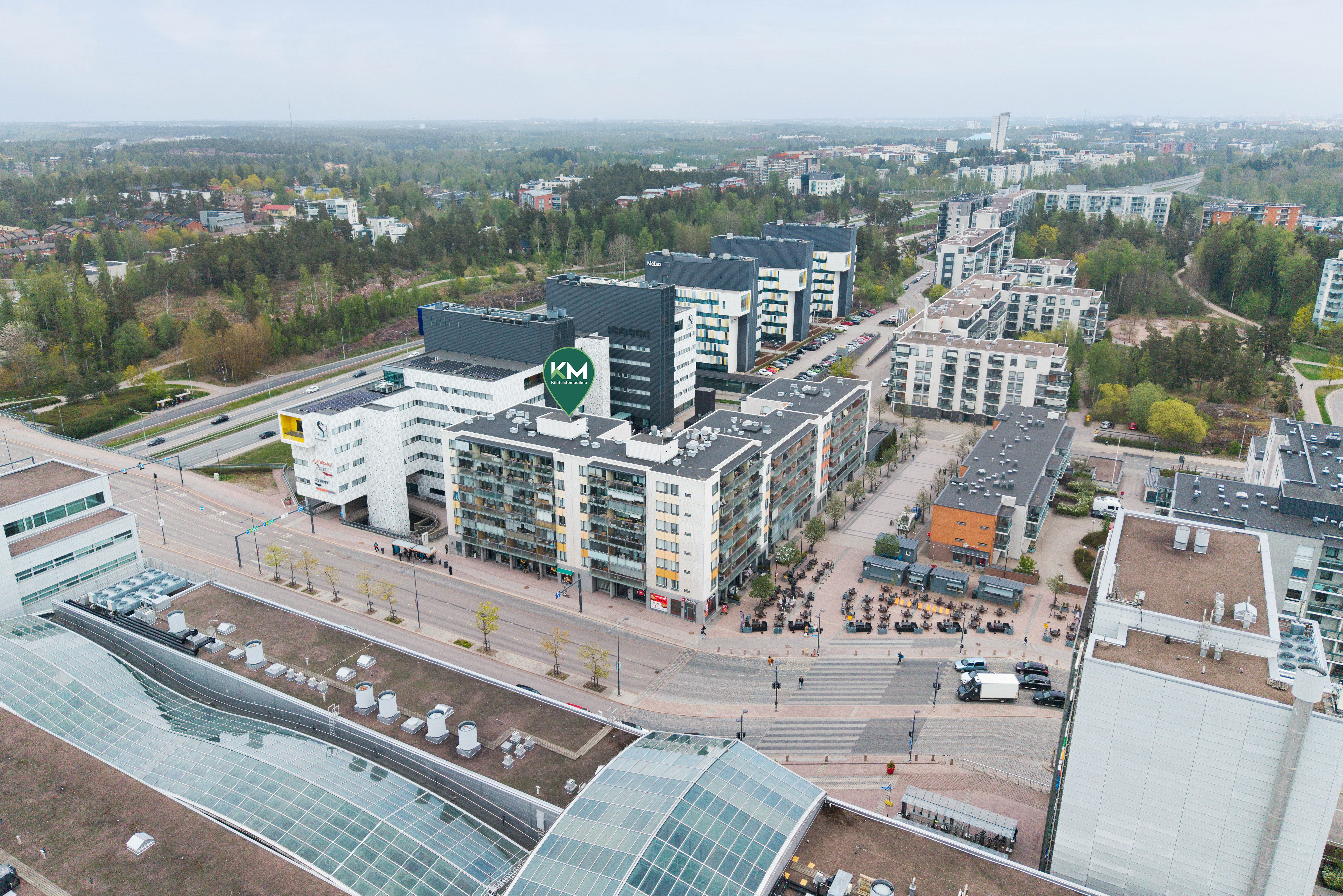 Sijainti kauppakeskus Iso Omenaa vastapäätä