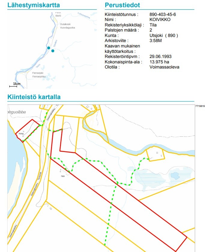 Kiinteistön karttatuloste