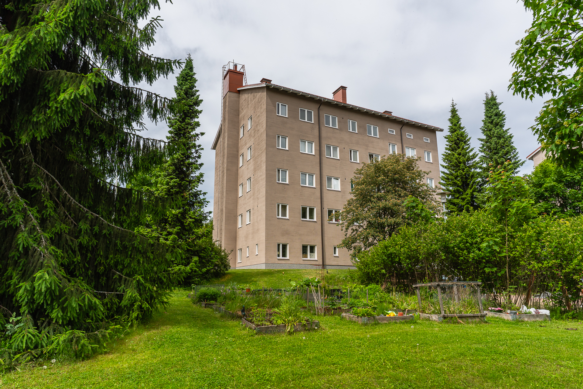 Talo pihalta kuvattuna