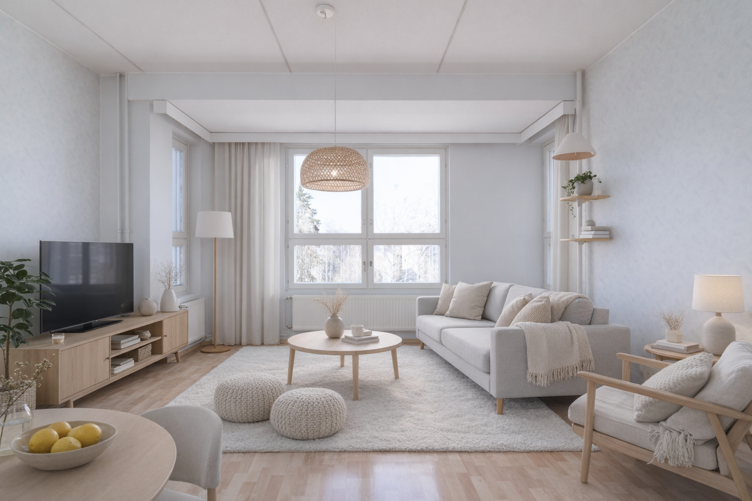 Virtuaalikalustettu olohuone