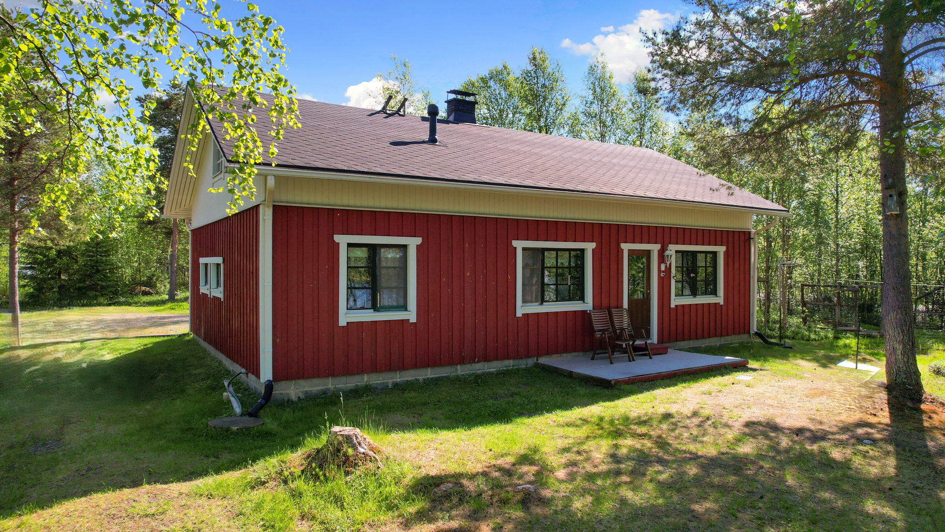 Päärakennuksen takapihaa