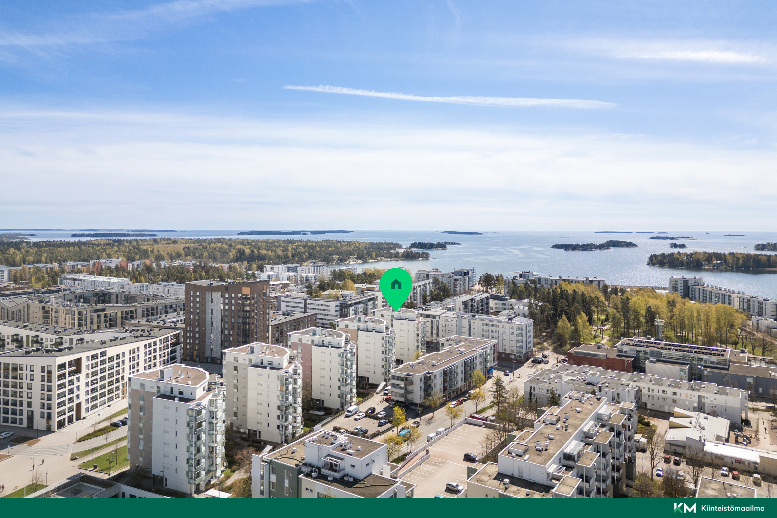 Meren ympäröimä asuinalue