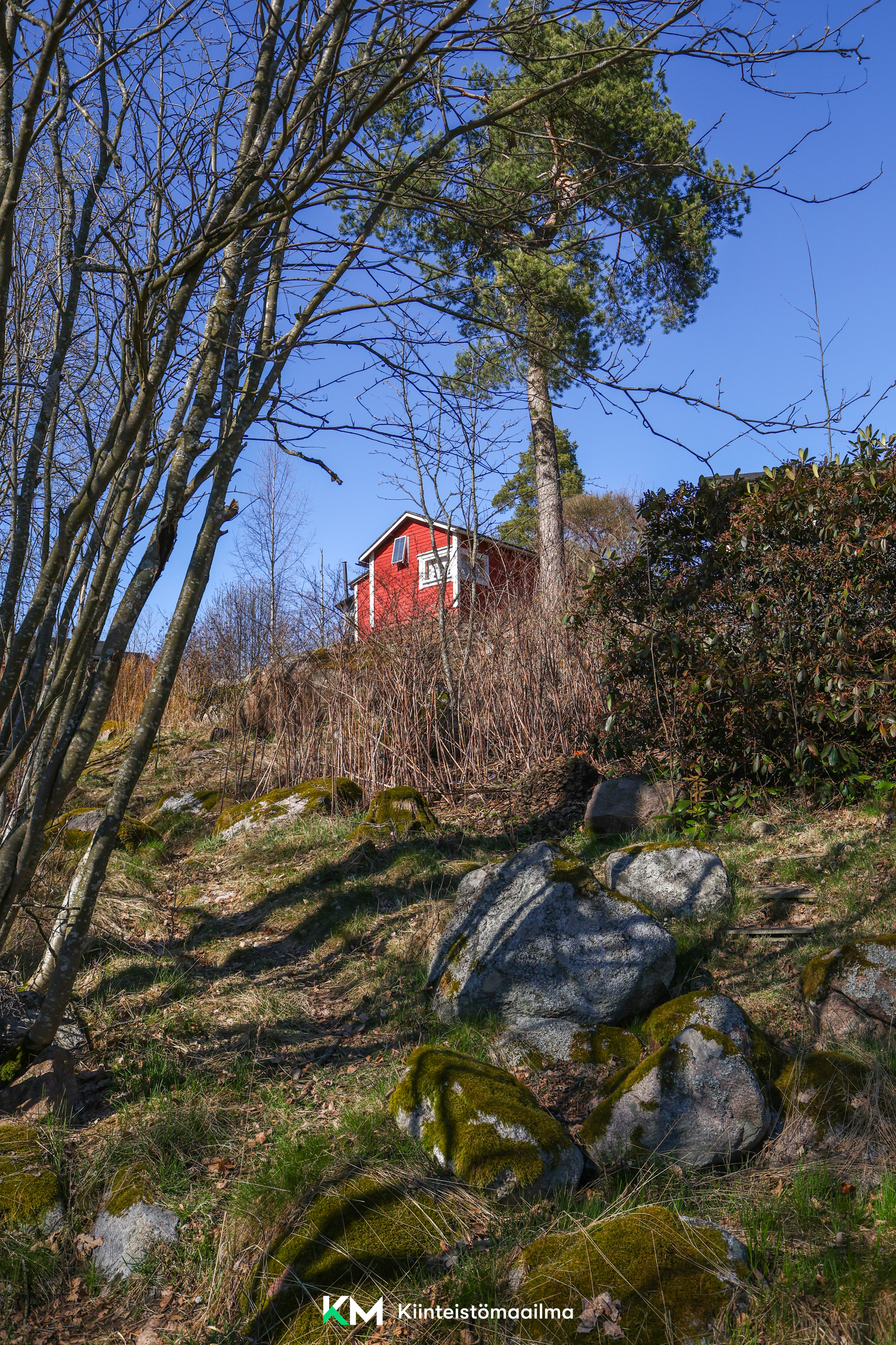 Kahvilalta kulkee polku mökille.
