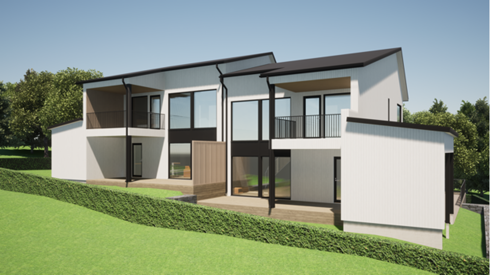 Havainnekuva arkkitehdin suunnittelemasta paritalosta