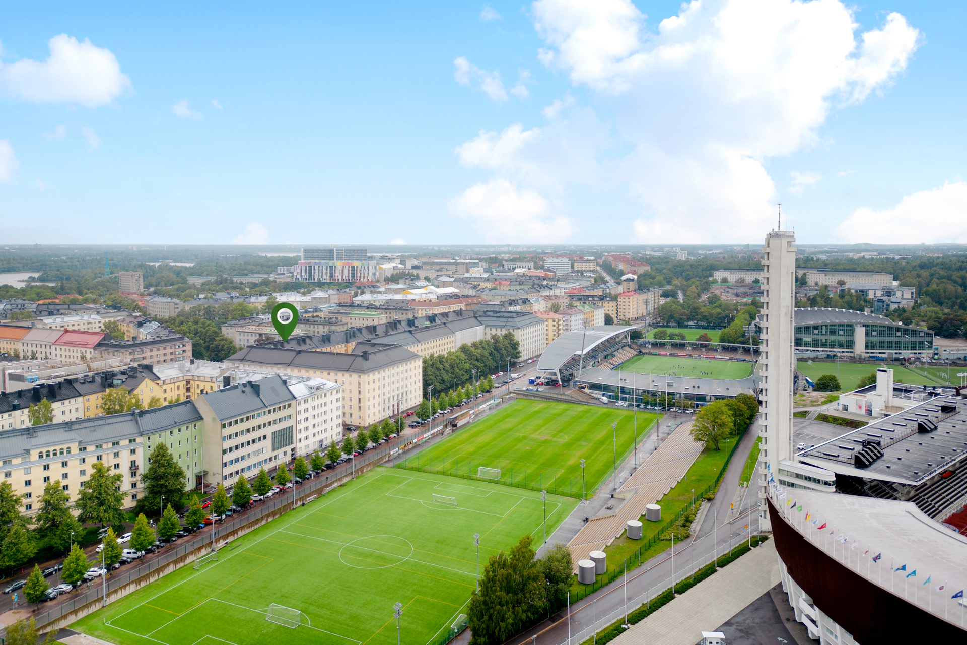 Stadion viheriöitä.